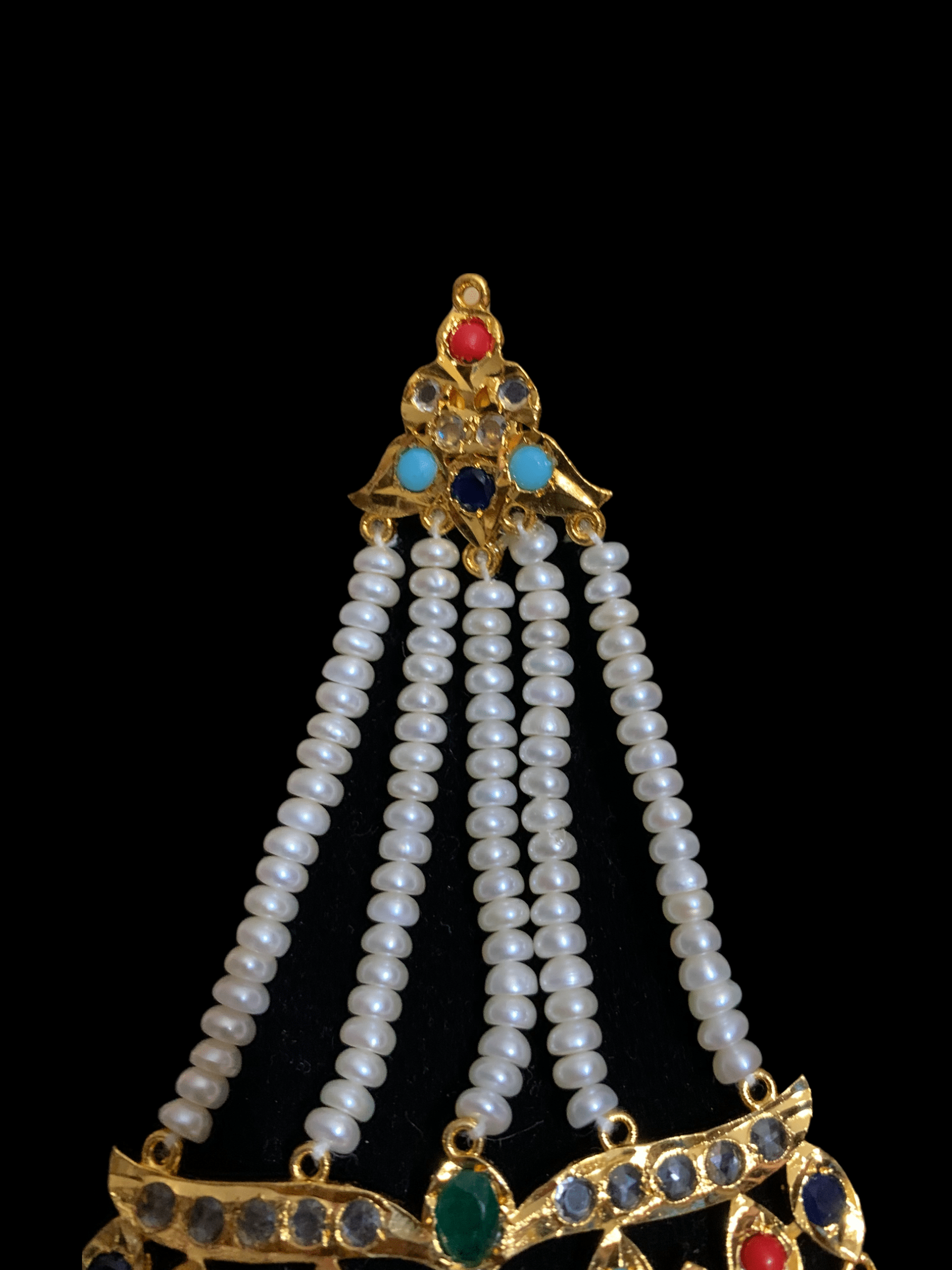 DER74 Hyderabadi jhoomar earrings in fresh water pearls ( READY TO SHIP)