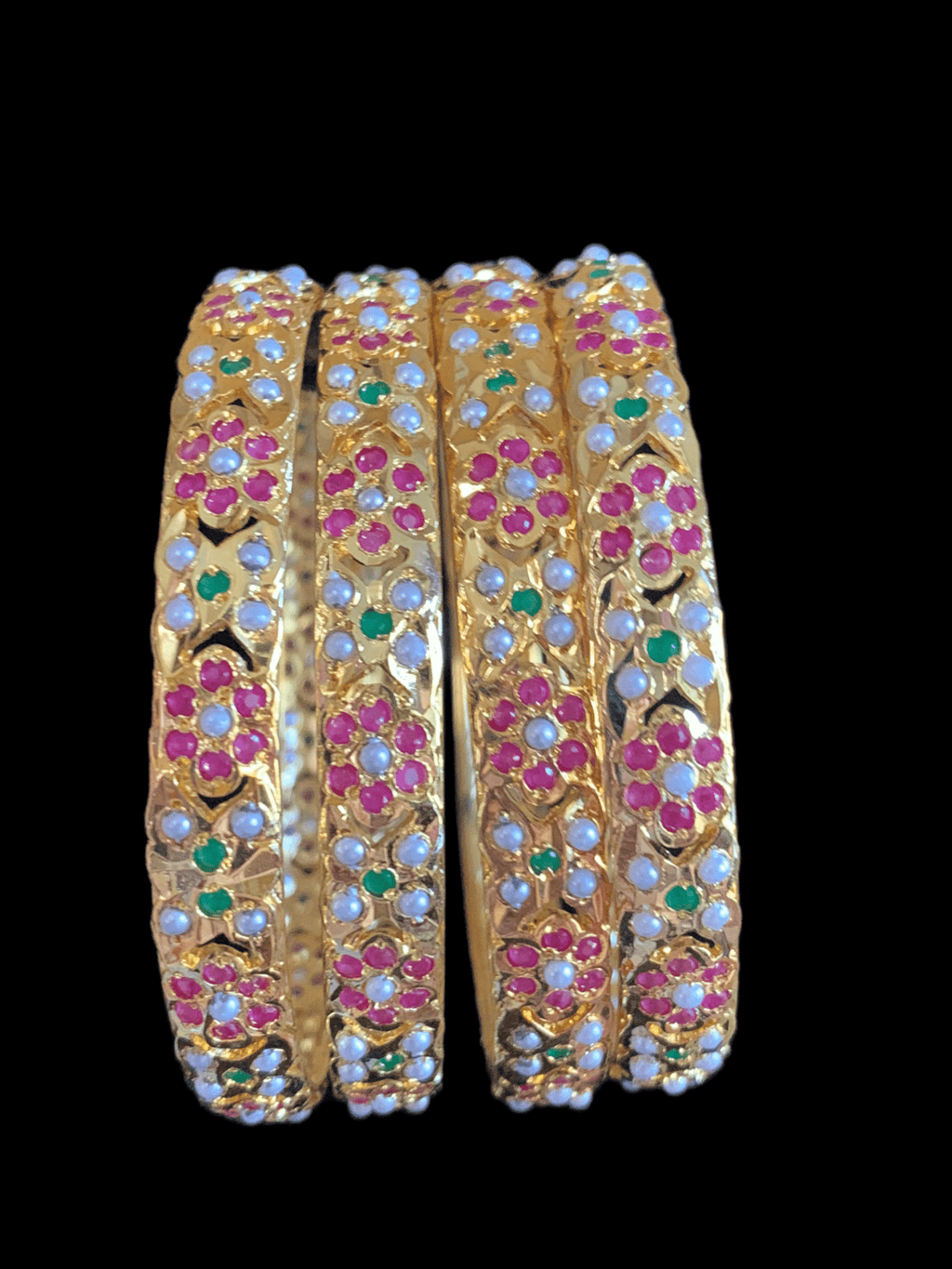 B41 /  B40 Amira ruby emerald bangles - Set of 4  (READY TO SHIP )