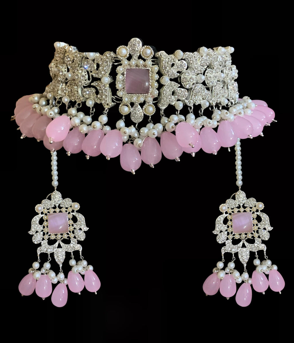 BR10 Anisa zircon bridal set - pink ( SHIPS IN 3 WEEKS  )