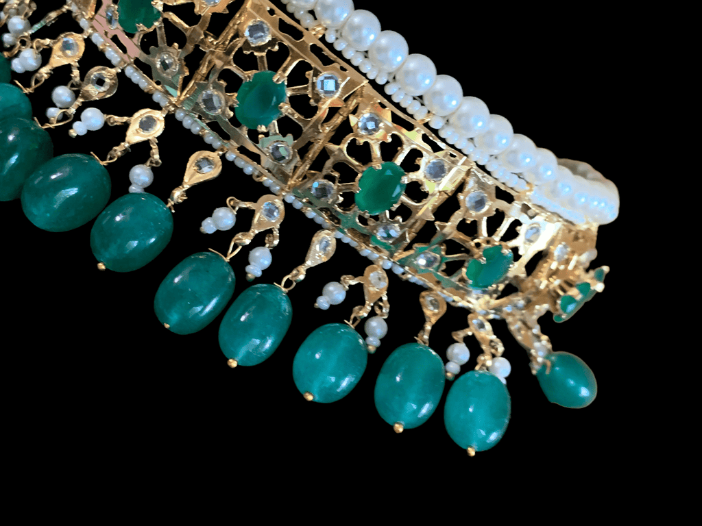 C110 jadavi lacha in emerald beads (READY TO SHIP  )