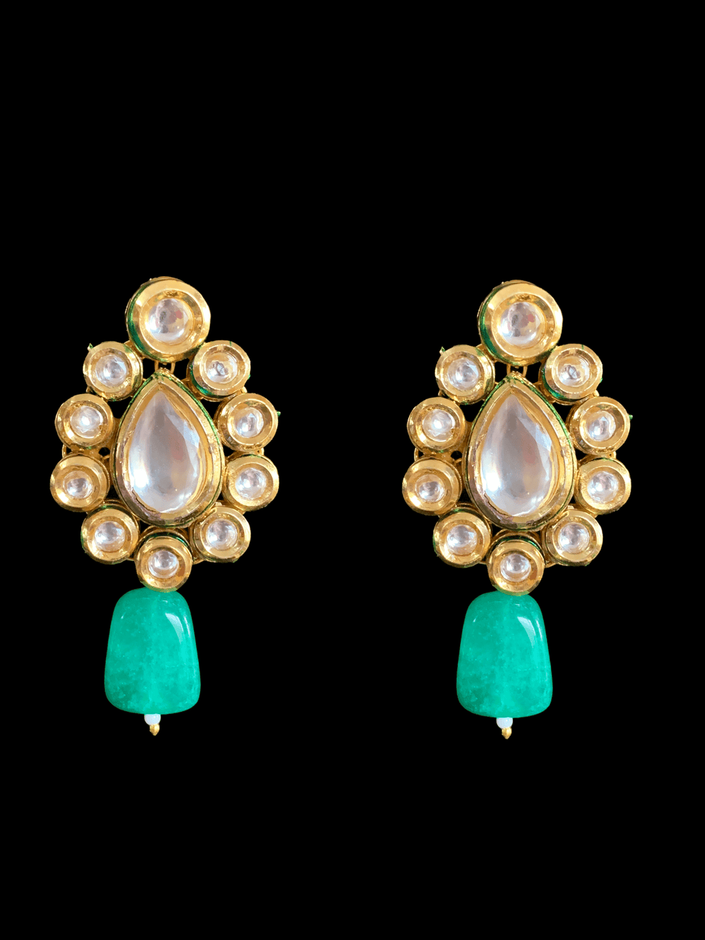 Mohini bridal necklace in high quality kundan with green quartz  beads (SHIPS IN 2 WEEKS )