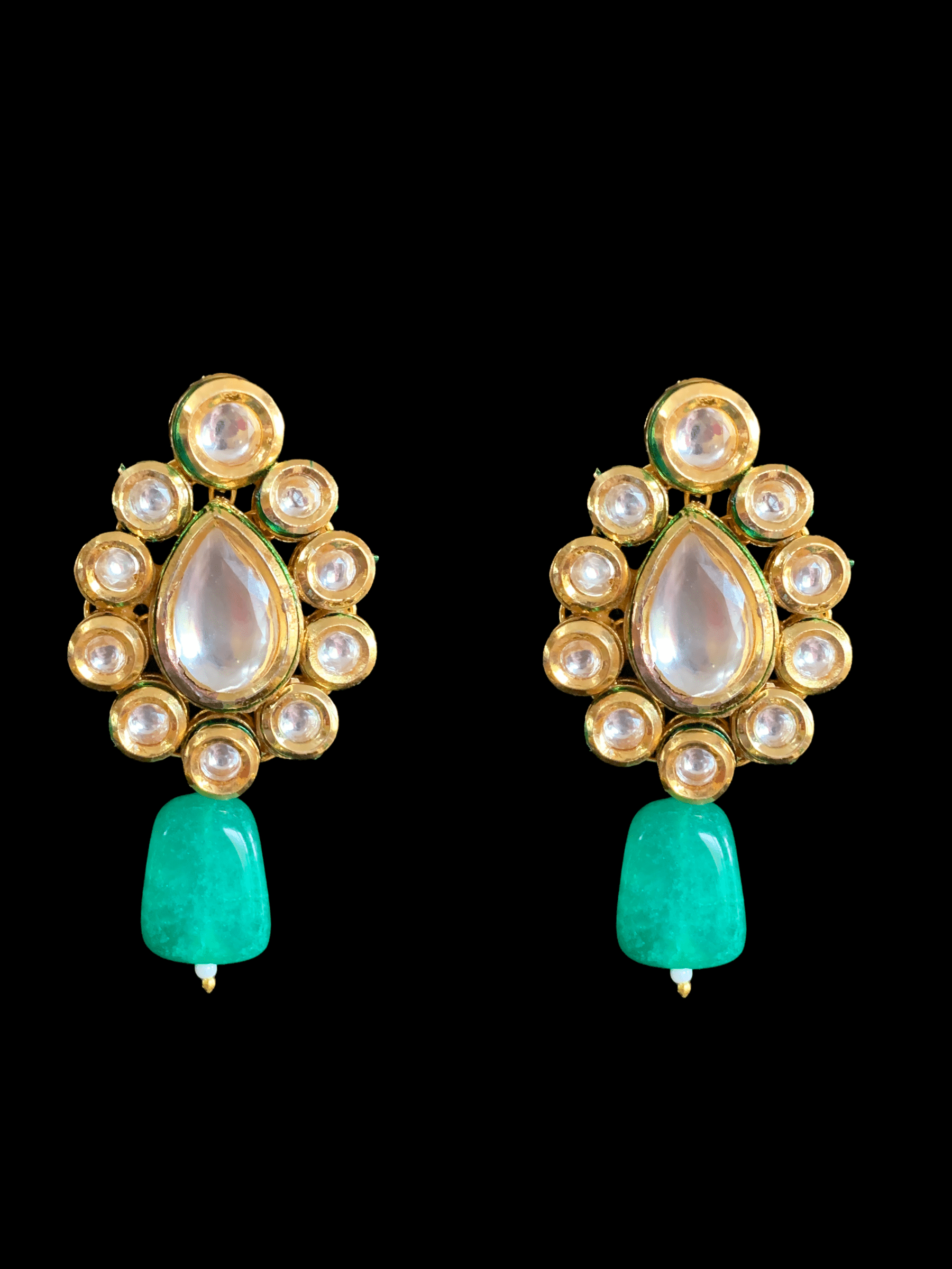 Mohini bridal necklace in high quality kundan with green quartz  beads (SHIPS IN 2 WEEKS )