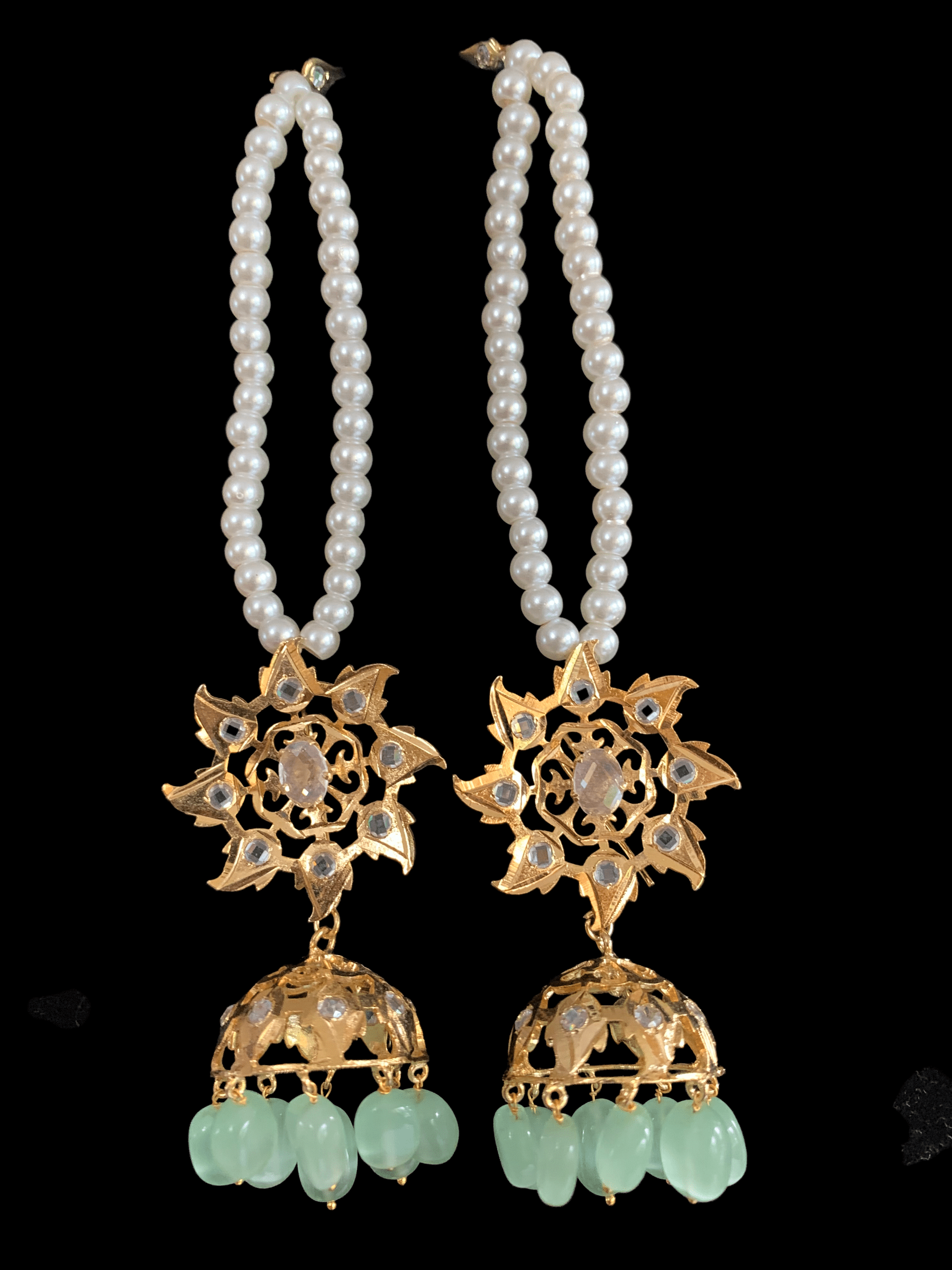 BR61 Insia Jadavi lacha bridal-set in green beads  ( SHIPS IN 4 WEEKS  )