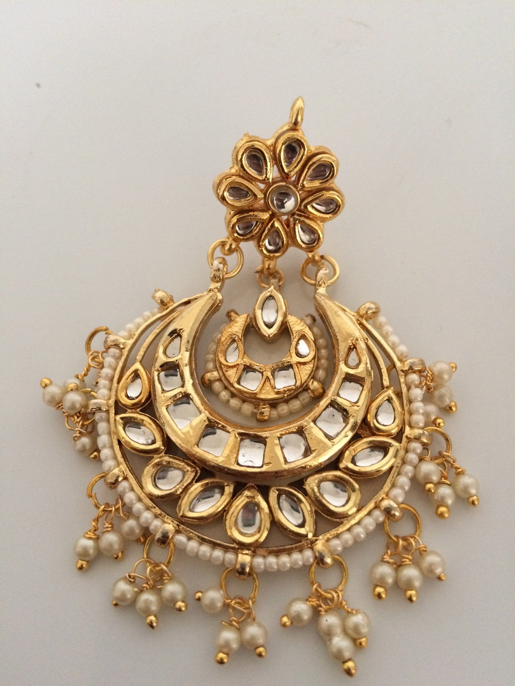 Rimsha kundan Chandbali earrings in pearls DER21 ( SHIPS IN 3 WEEKS )