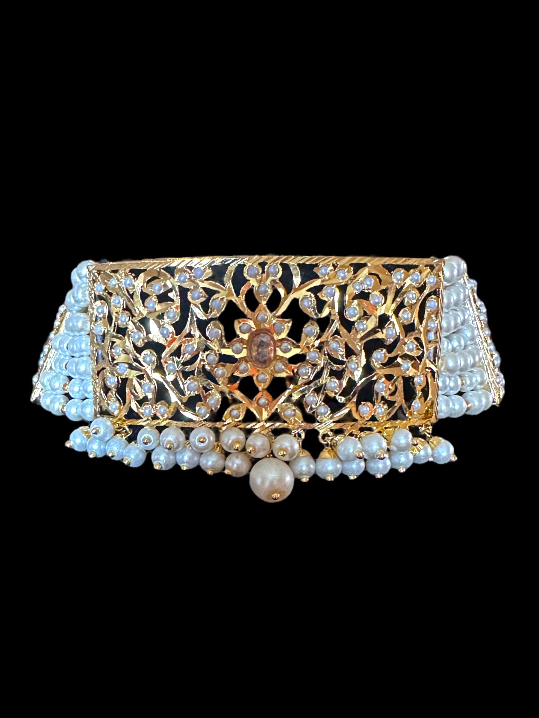 C243 Gold plated jadau choker in pearls ( READY TO SHIP )