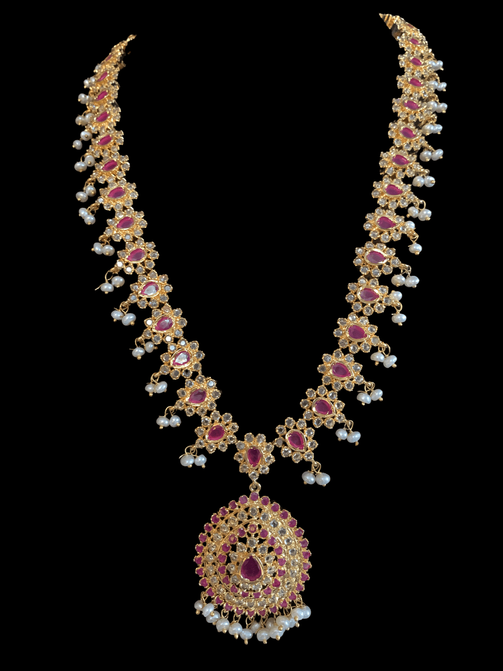 Zehra  fresh water pearls  SET - RUBY   (READY TO SHIP)