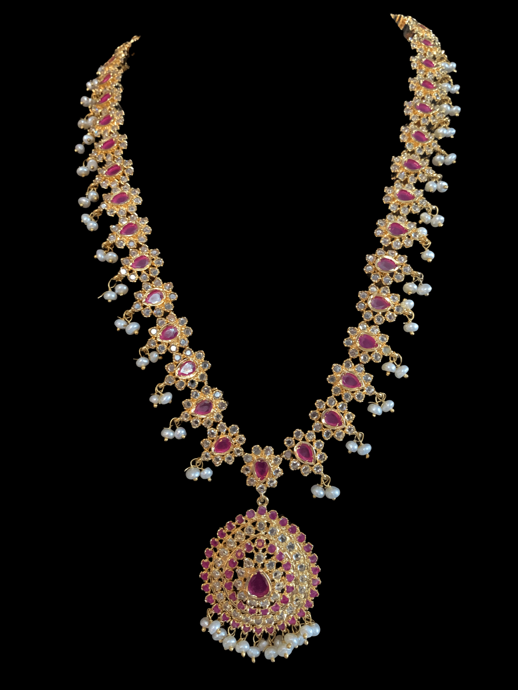 Zehra  fresh water pearls  SET - RUBY   (READY TO SHIP)