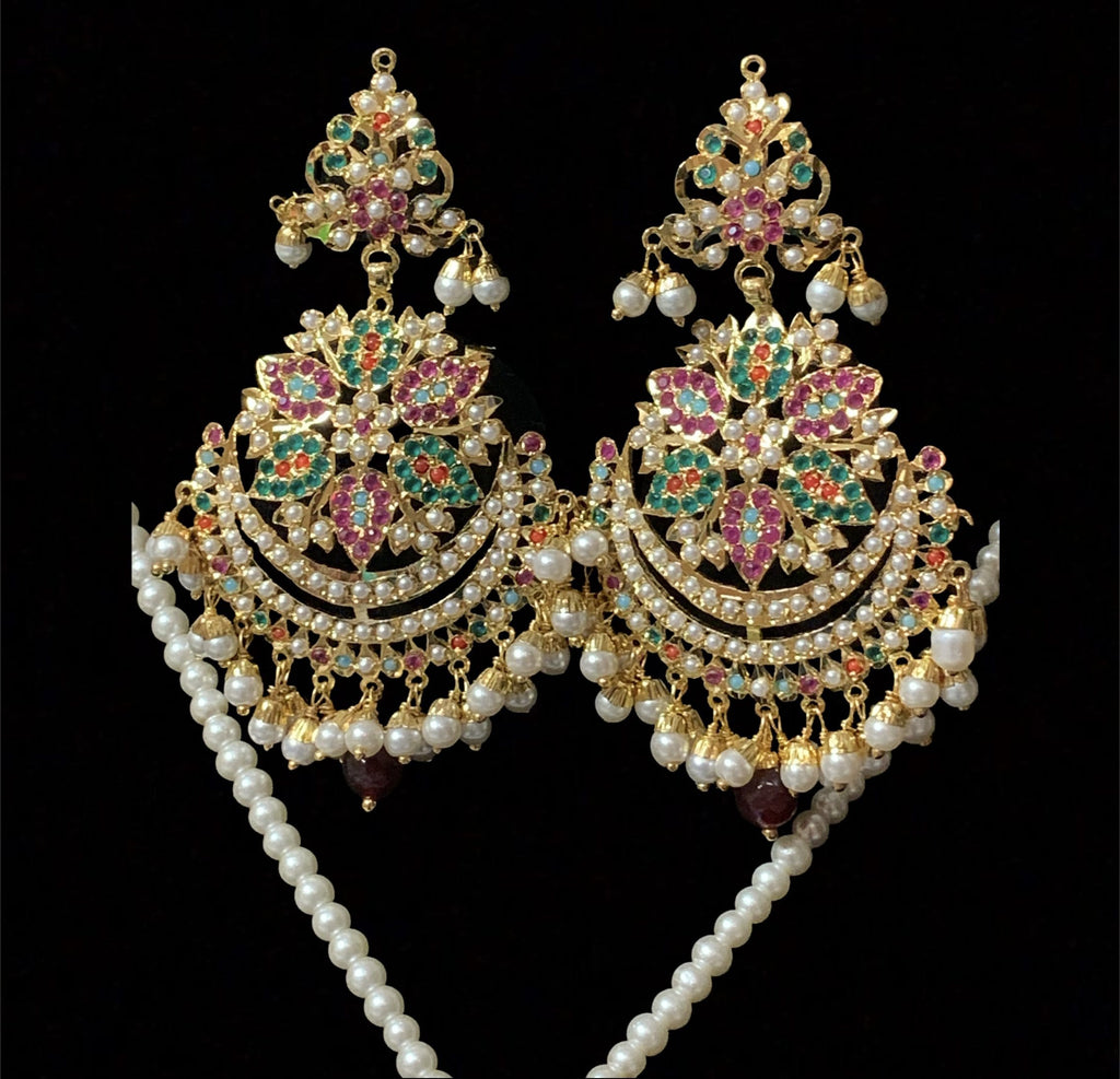 PS465 Mohini pendant set ( navratan   ) ( SHIPS IN 4 WEEKS )