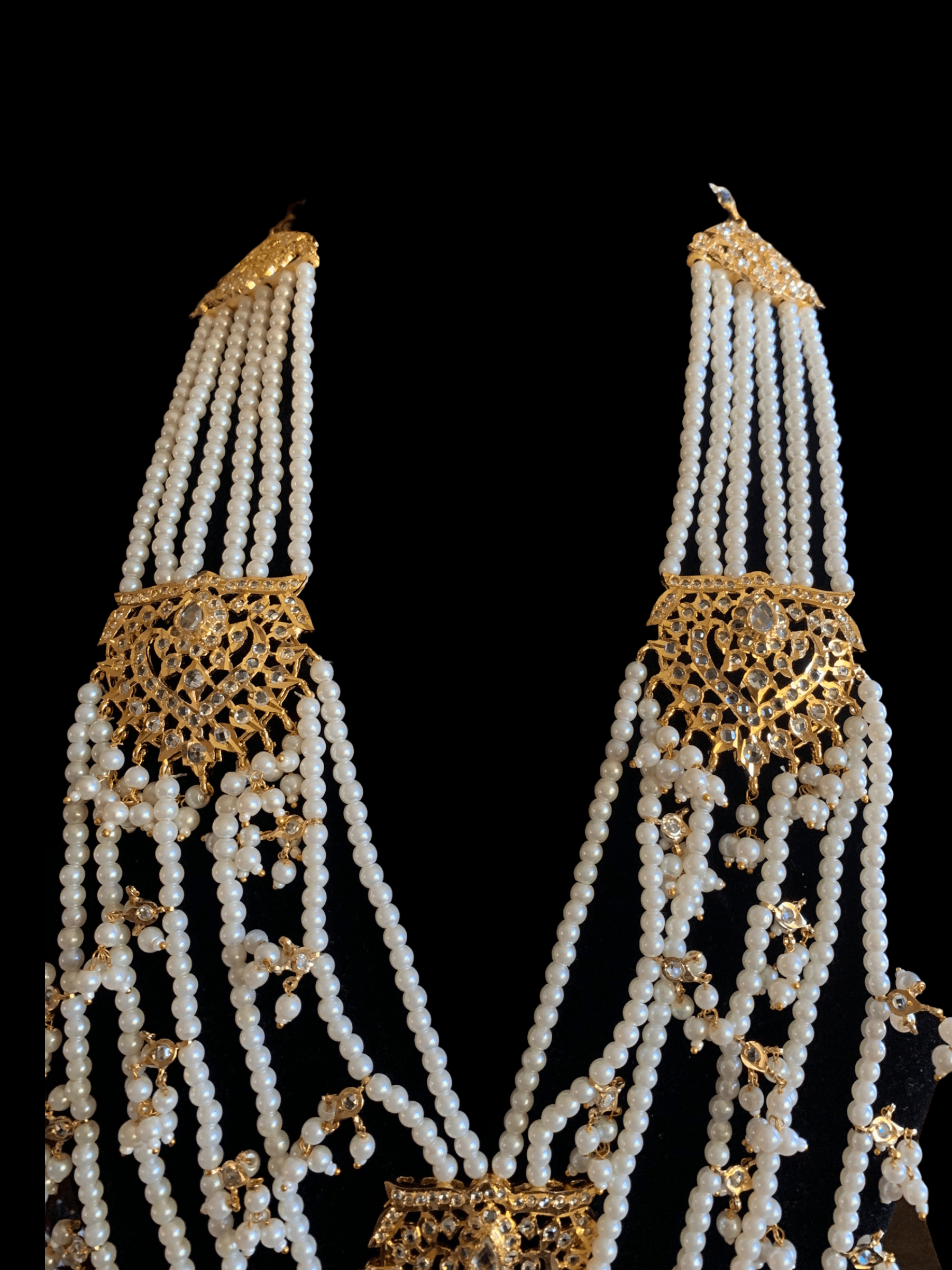 SAT61 Maahi bridal Hyderabadi three layered necklace with earrings ( READY TO SHIP )