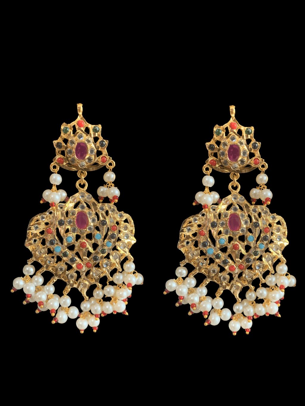 DER214 Ekta  navratan earrings  (READY TO SHIP)