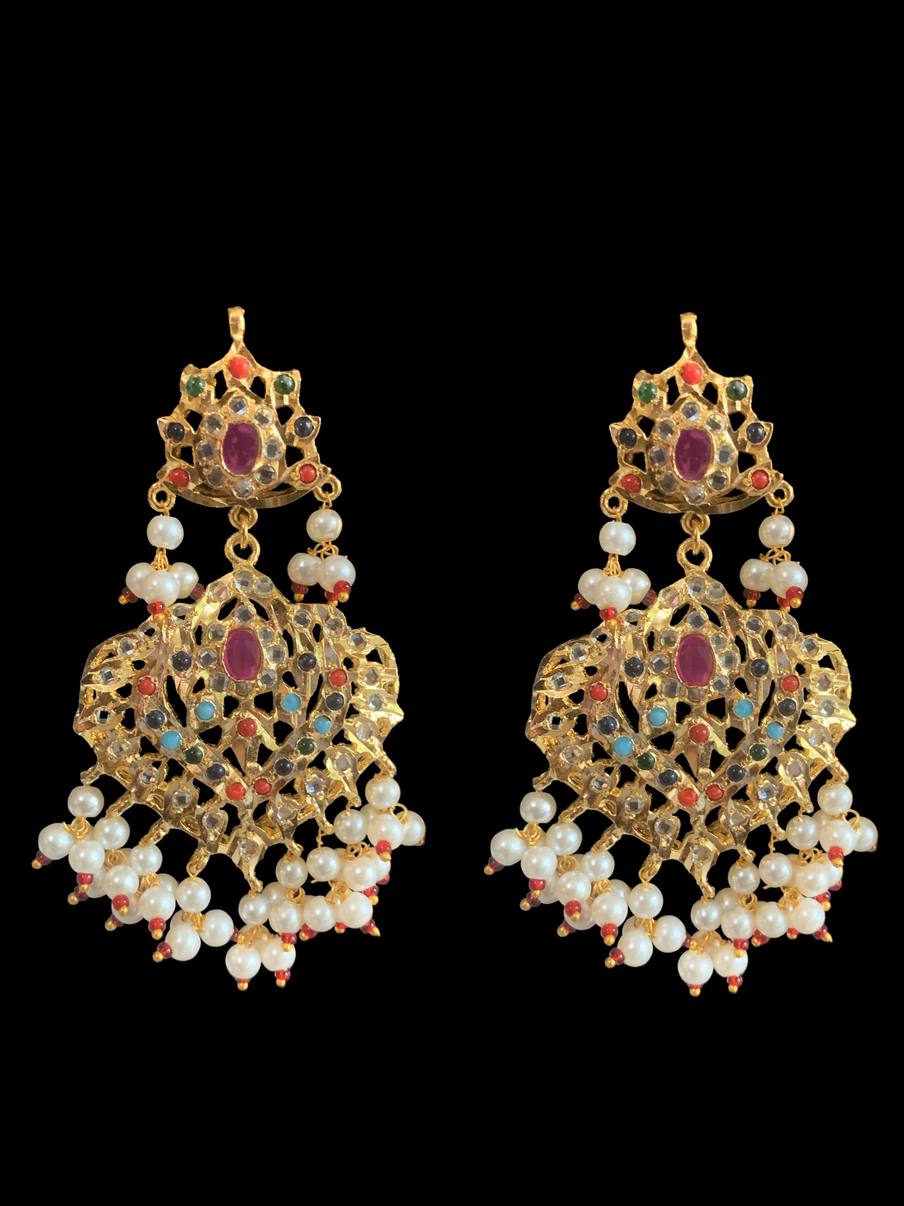DER214 Ekta  navratan earrings  (READY TO SHIP)