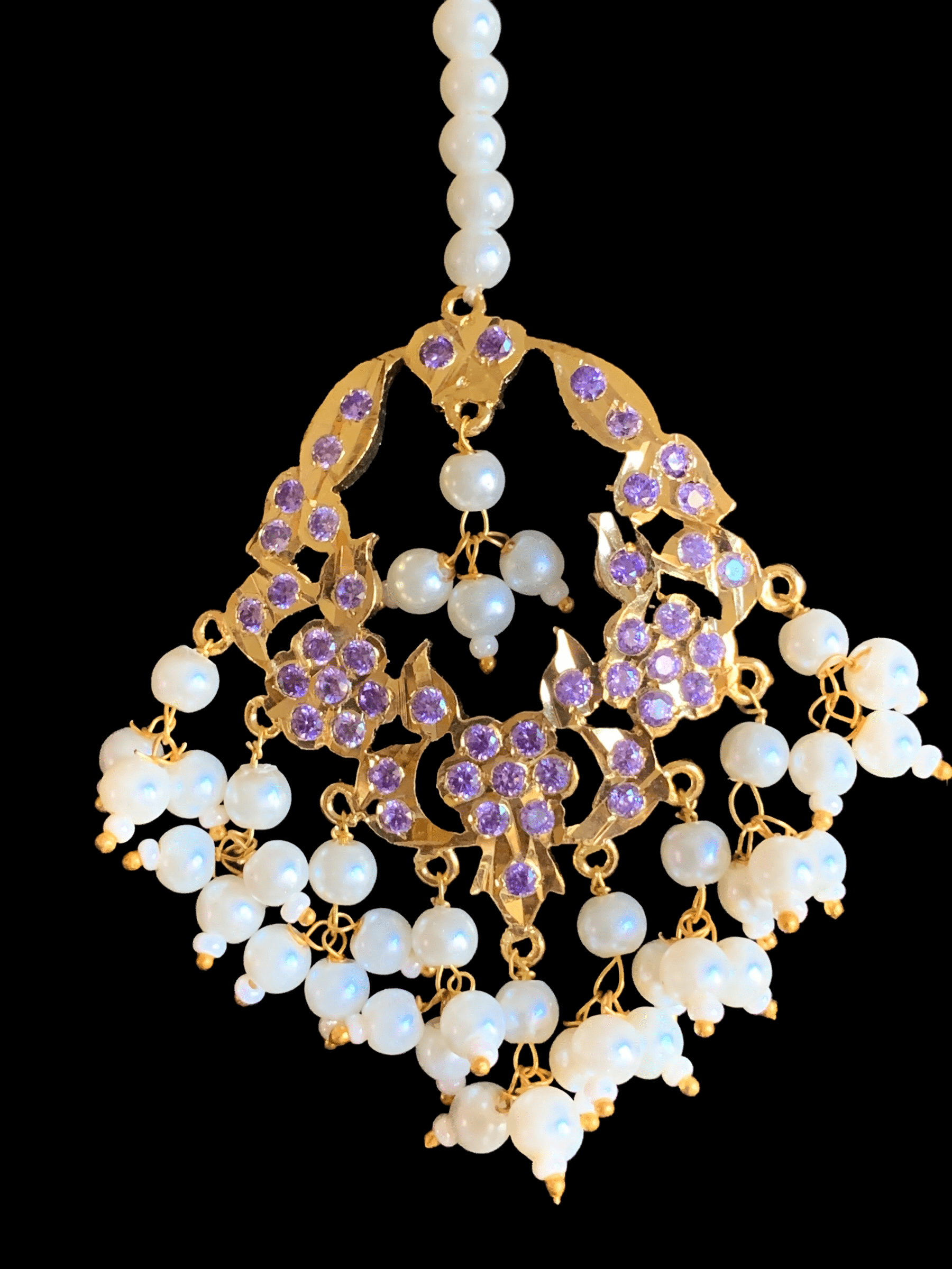 DJET23  Madhuri earrings tika set in purple / amethsyt   ( SHIPS IN 3 WEEKS )