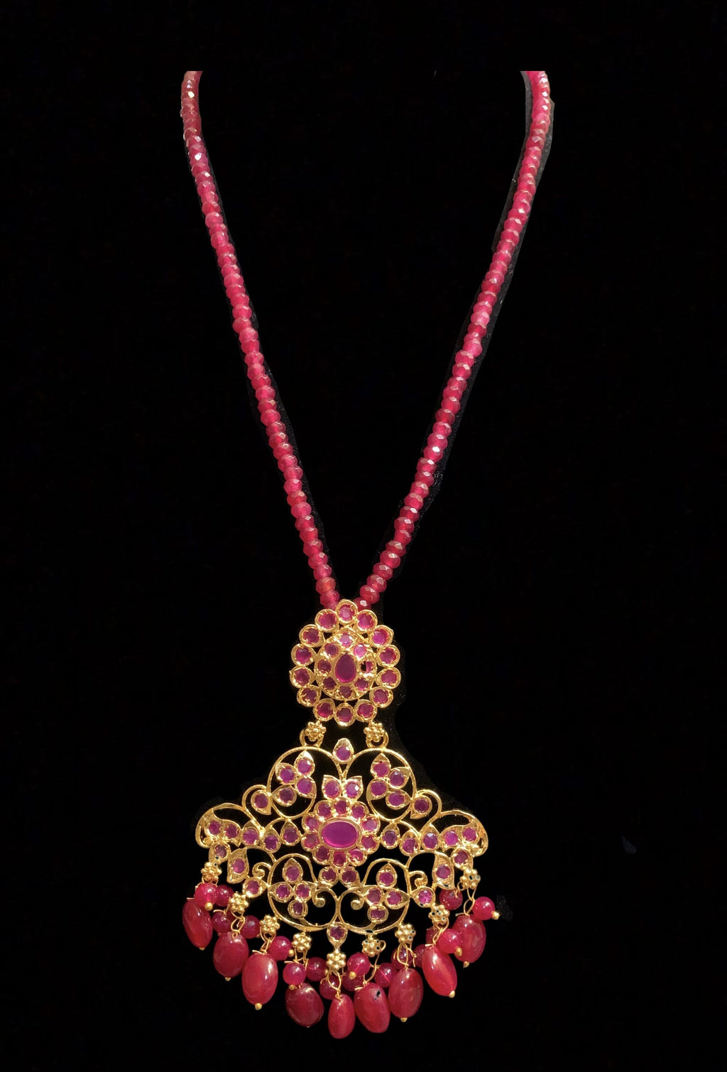 PS478 Devika Ruby hyderabadi pendant set ( READY TO SHIP)