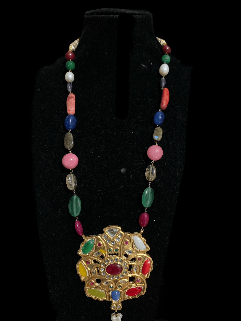 PS477 Navratan  pendant set ( READY TO SHIP )