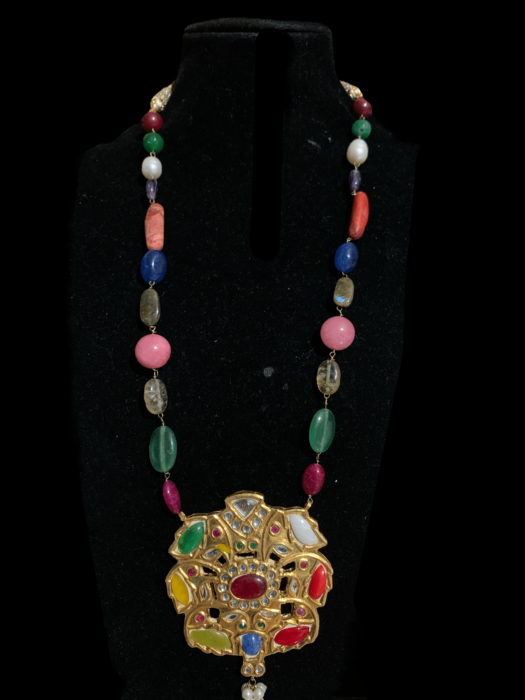 PS477 Navratan  pendant set ( READY TO SHIP )