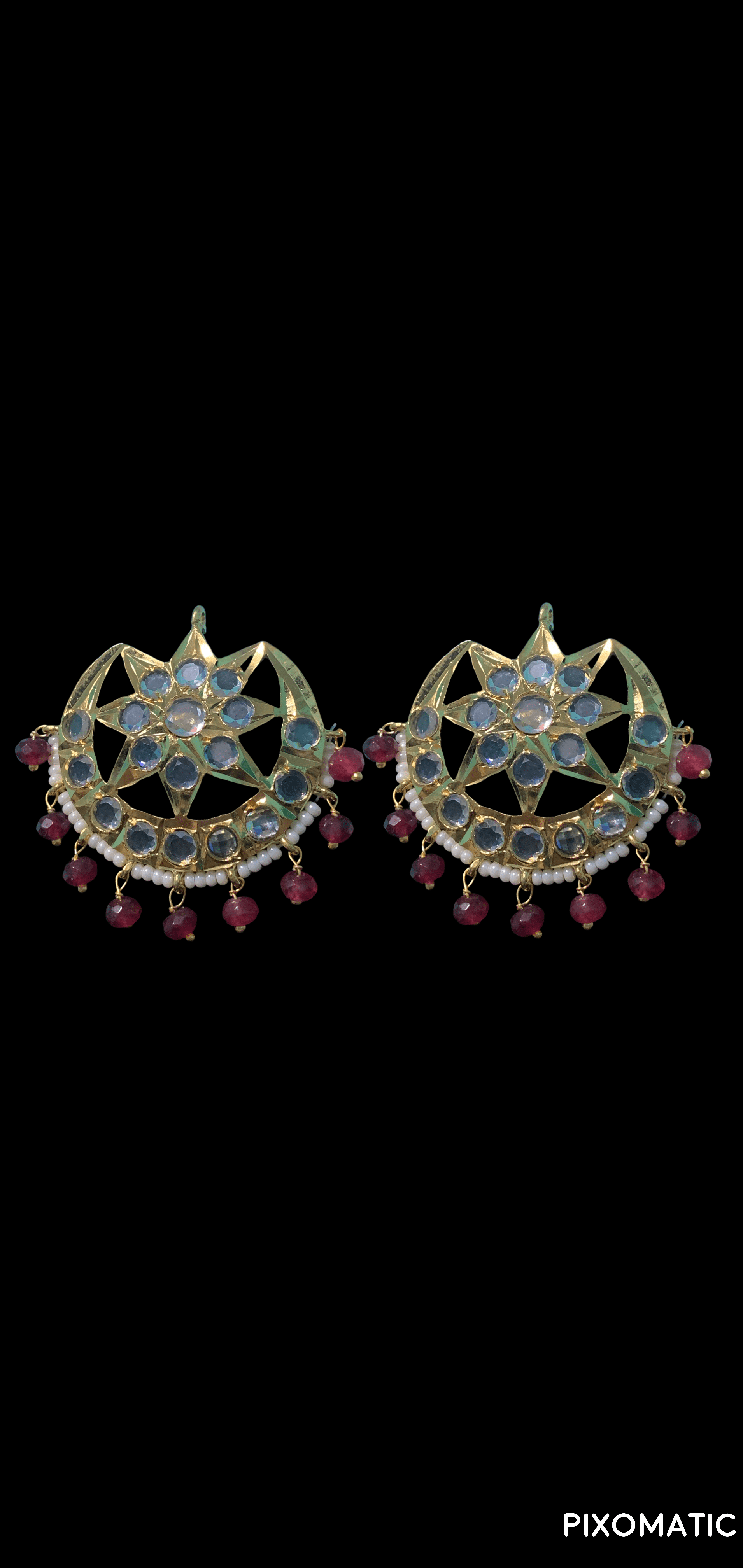 LN44 Darika Multi brooch necklace set in red / ruby beads ( READY TO SHIP )