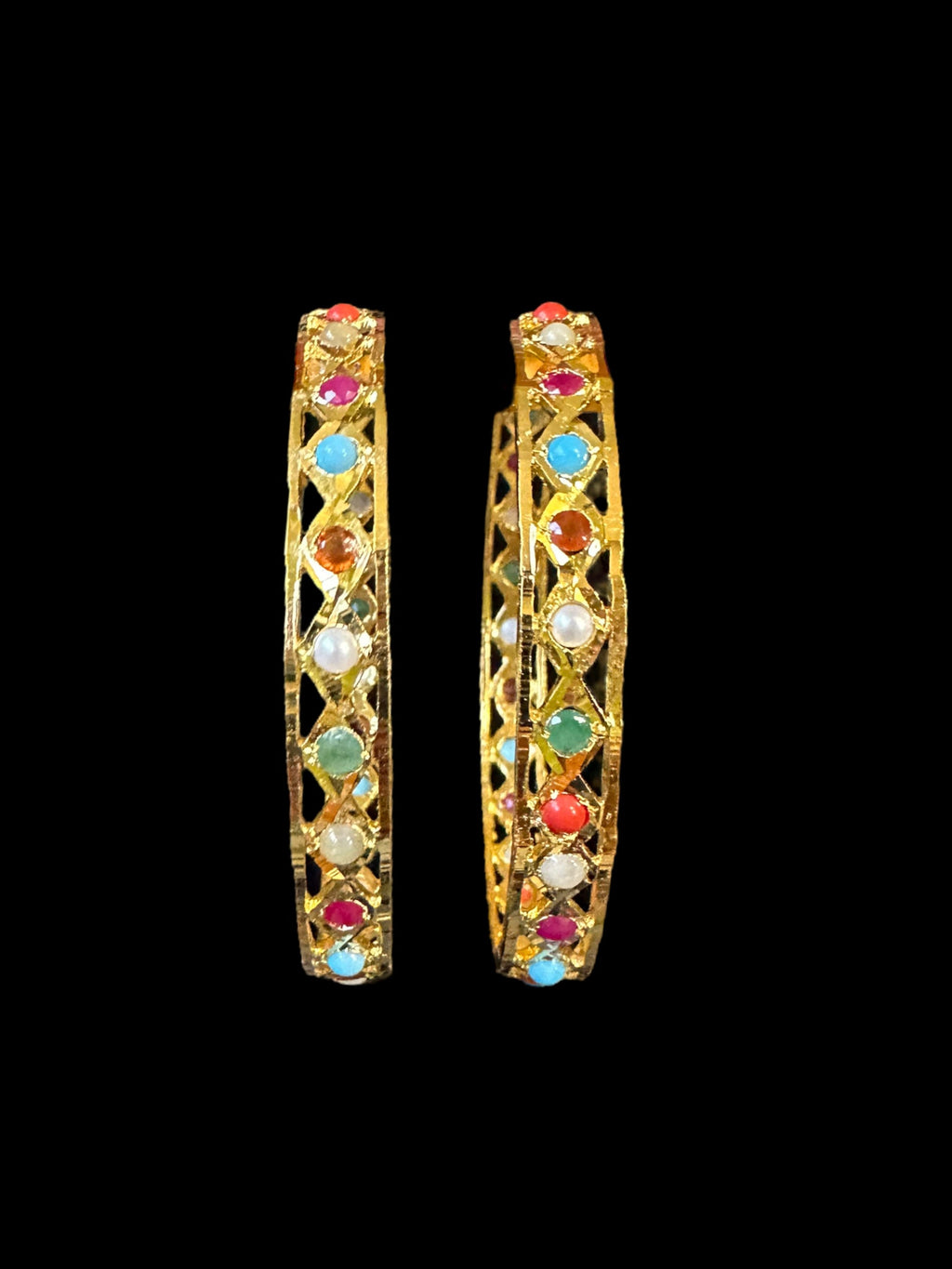 B145  INDU Navratan  bangles -1 pair ( SHIPS IN 3 WEEKS )