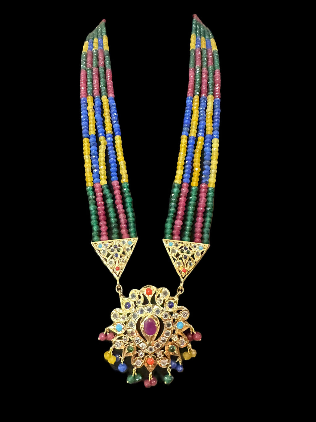DLN16 Navratan rani haar with earrings ( READY TO SHIP )