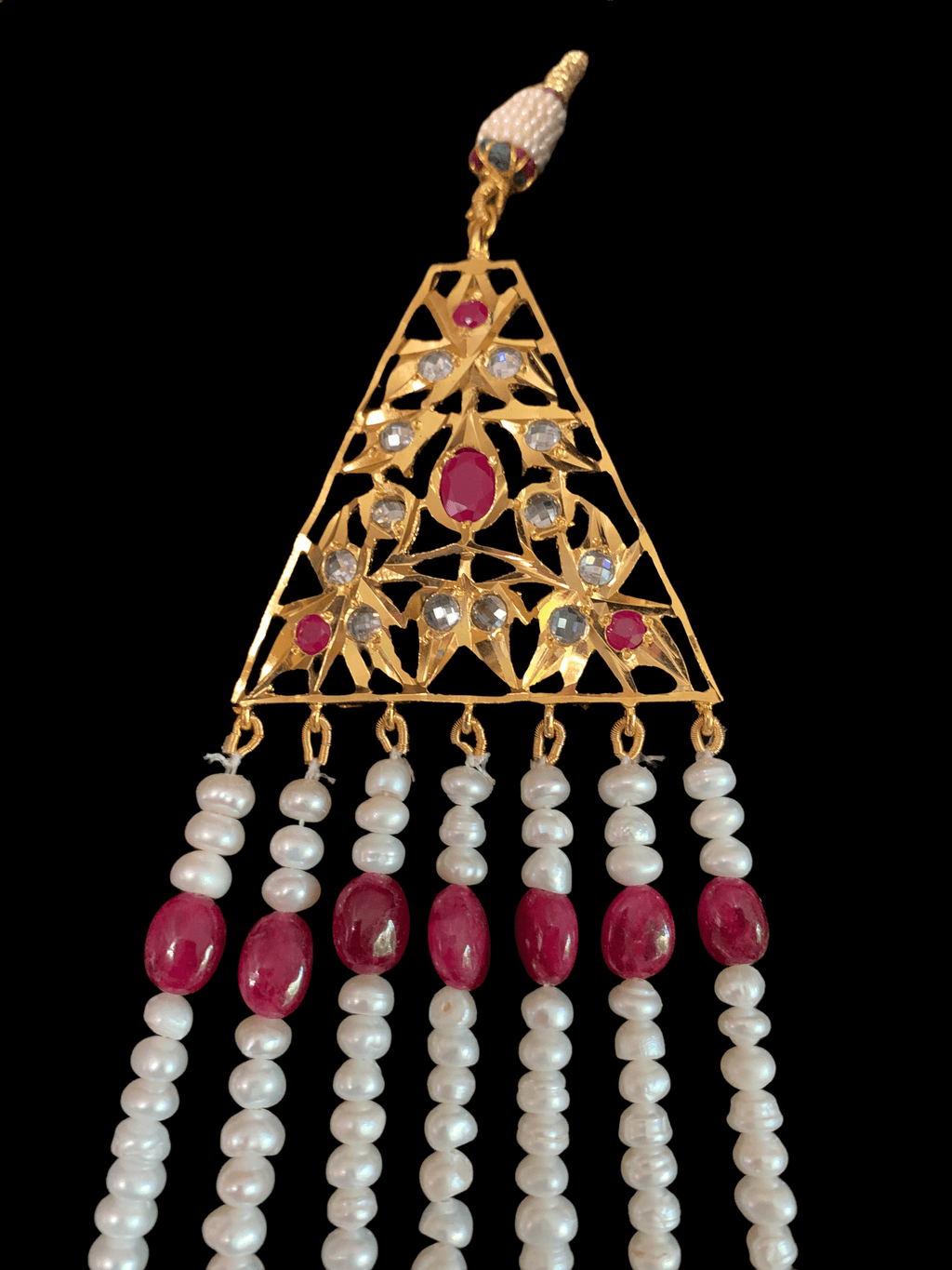 SAT18 Insia Hyderabadi satlada in fresh water pearls and rubies( SHIPS IN 4 WEEKS   )