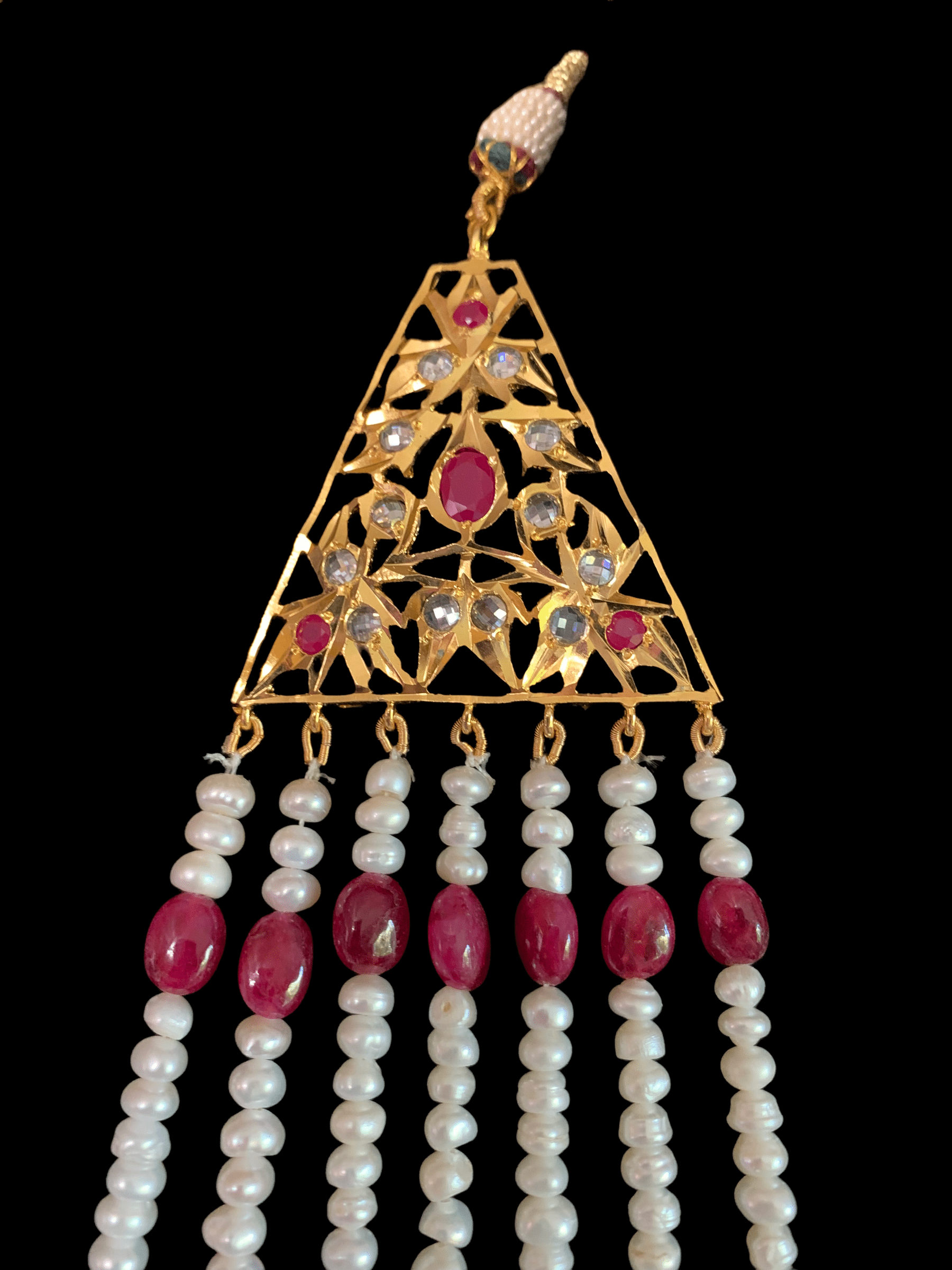 SAT18 Insia Hyderabadi satlada in fresh water pearls and rubies( SHIPS IN 4 WEEKS   )