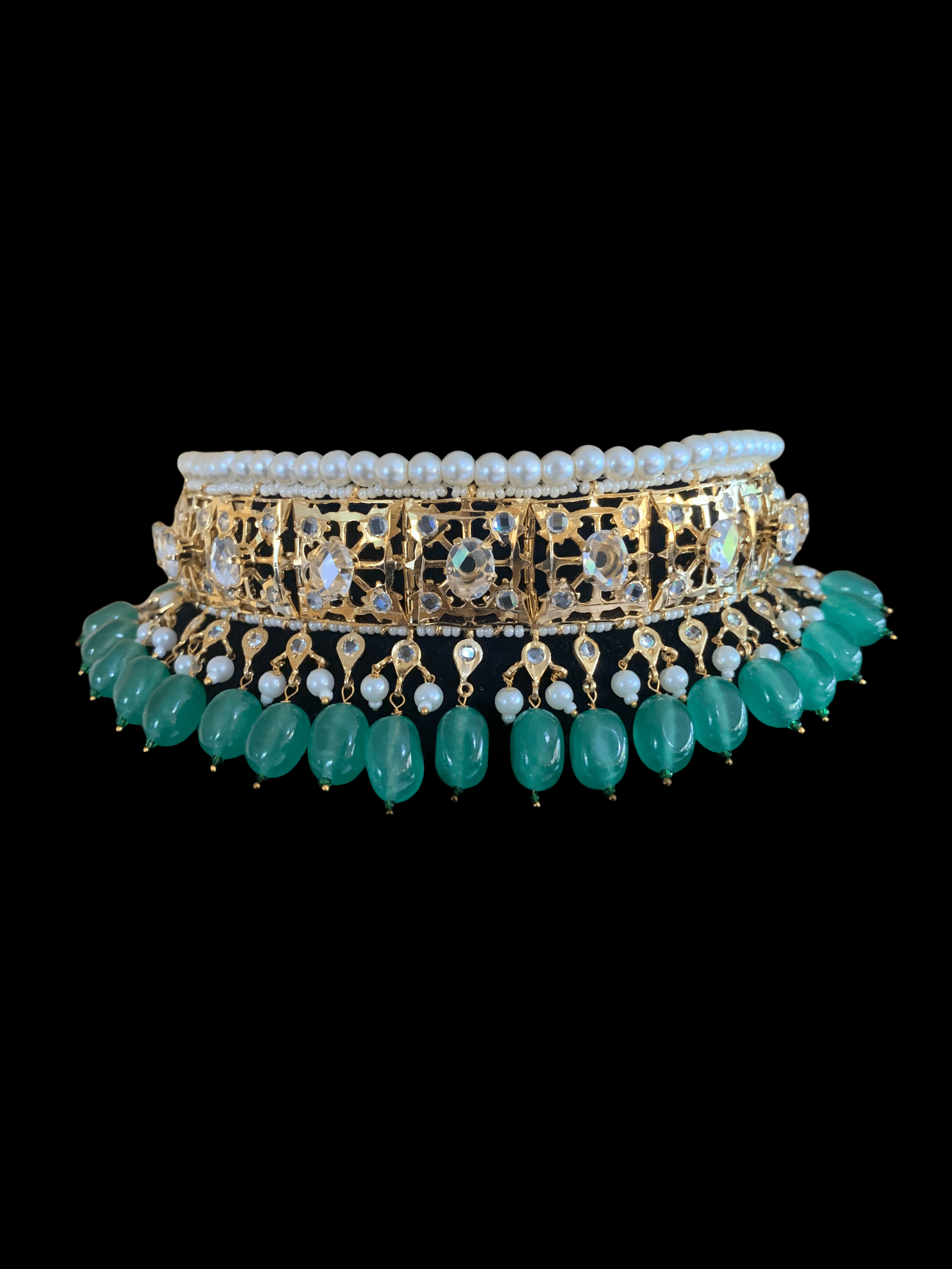 BR60 Insia Jadavi lacha bridal-set in light green beads  ( READY TO SHIP )