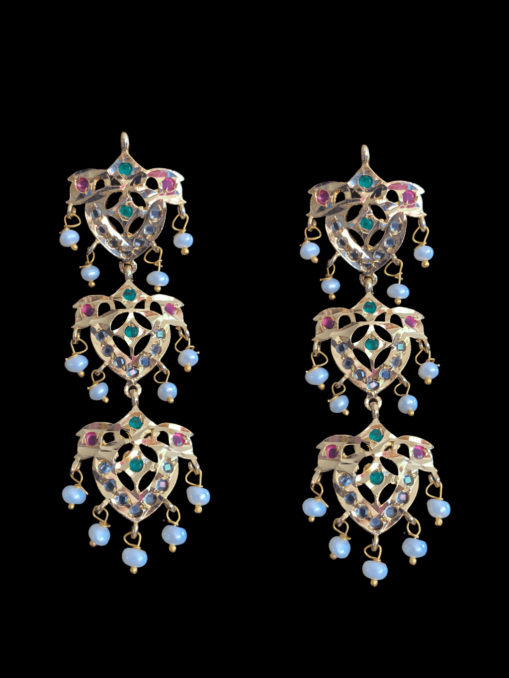 SAT10 Talia  satlada in fresh water pearls - ruby emerald    (SHIPS IN 4 WEEKS )