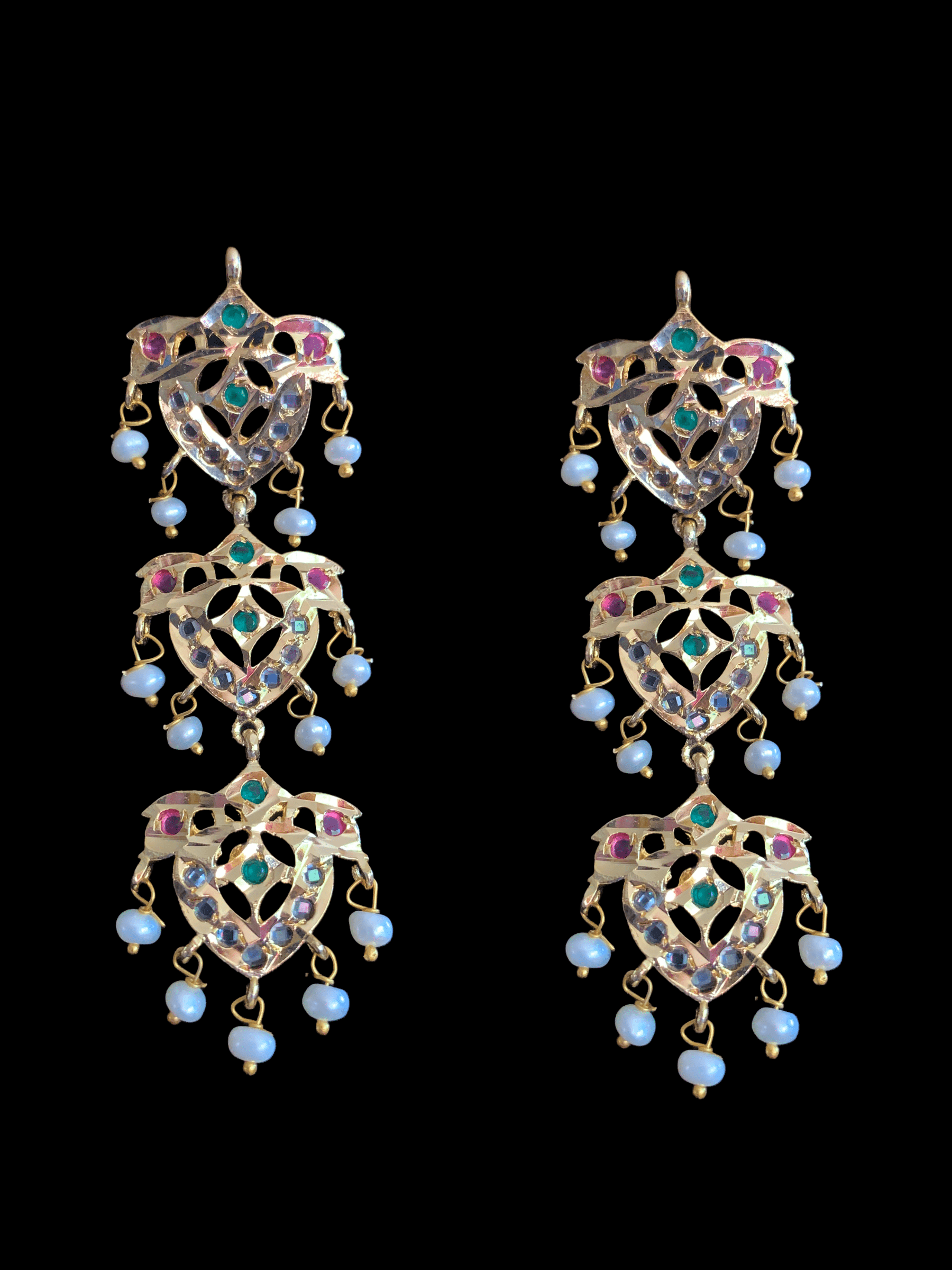 SAT10 Talia  satlada in fresh water pearls - ruby emerald    (SHIPS IN 4 WEEKS )