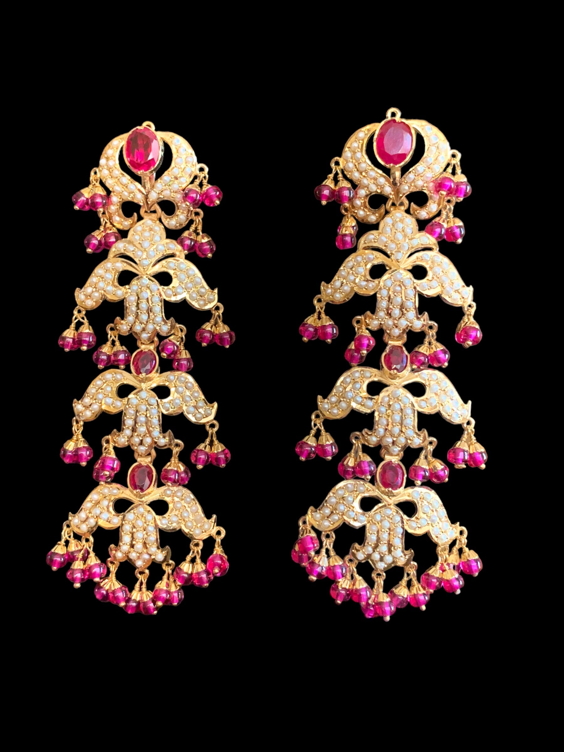 Ruby pearl gold plated silver earrings ( READY TO SHIP )