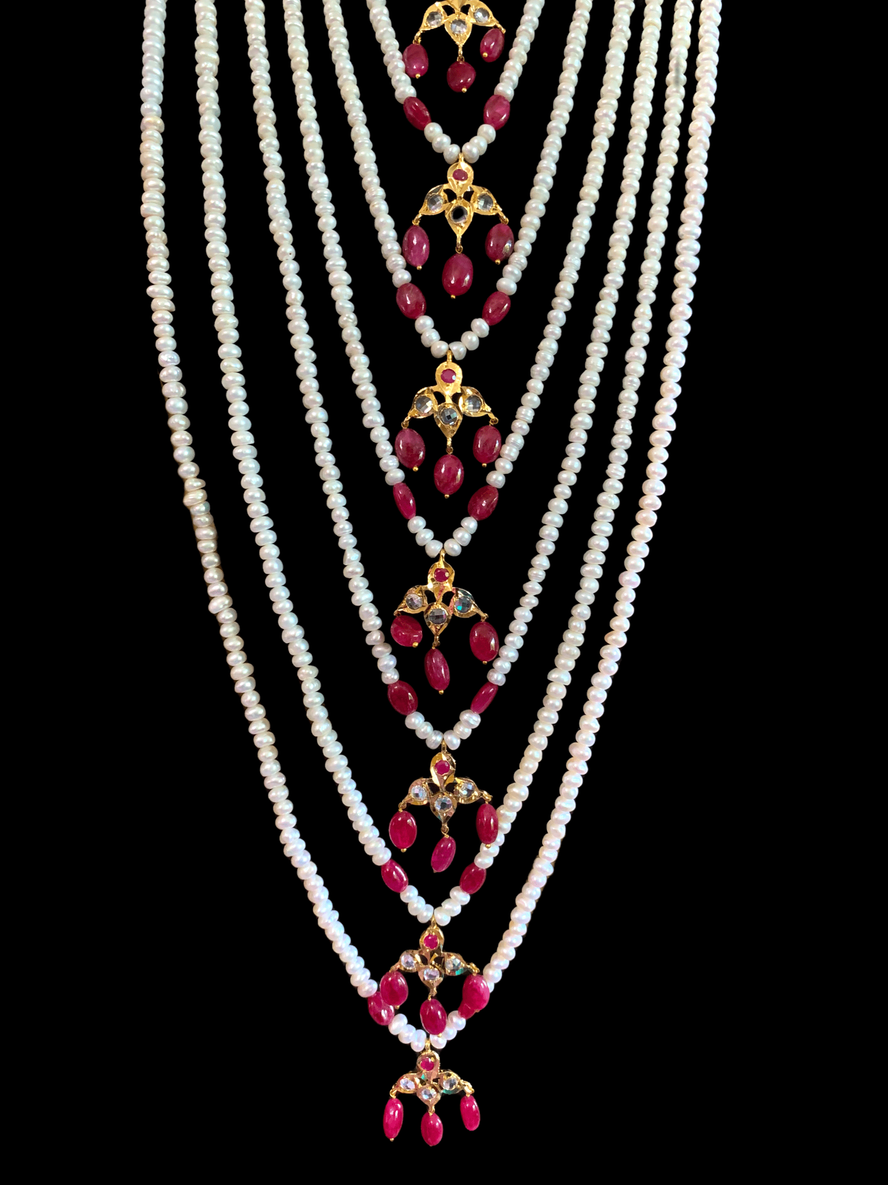 SAT18 Insia Hyderabadi satlada in fresh water pearls and rubies( SHIPS IN 4 WEEKS   )