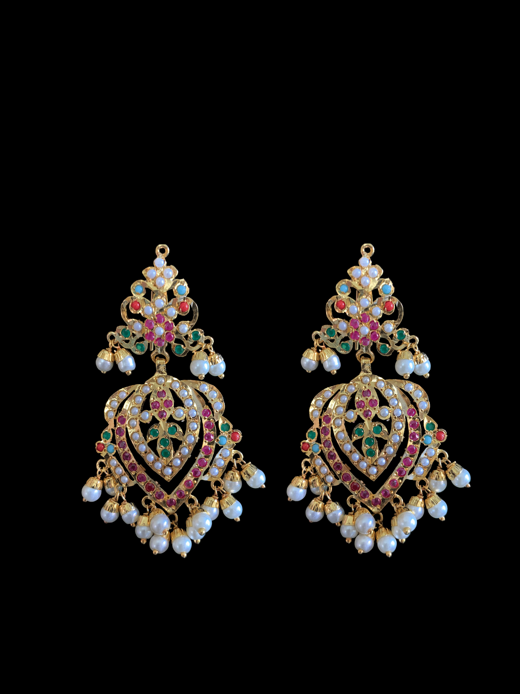 NS286  Taseen necklace set in navratan ( SHIPS IN 2 WEEKS )