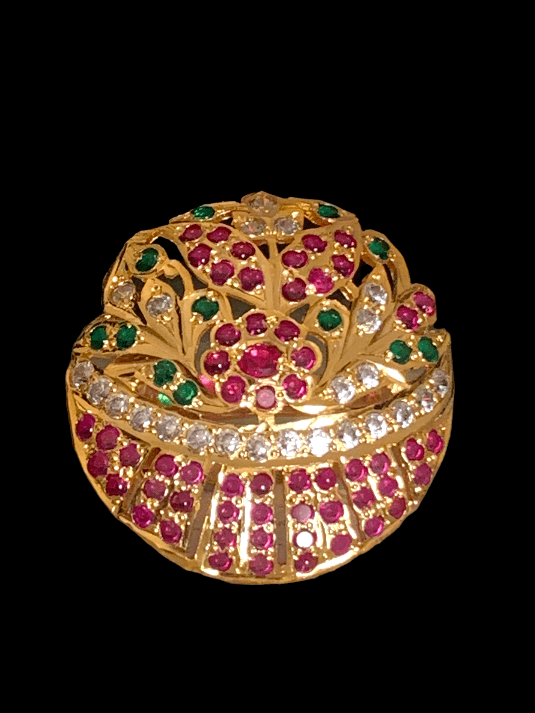 Ruby emerald gold plated silver ring ( READY TO SHIP )
