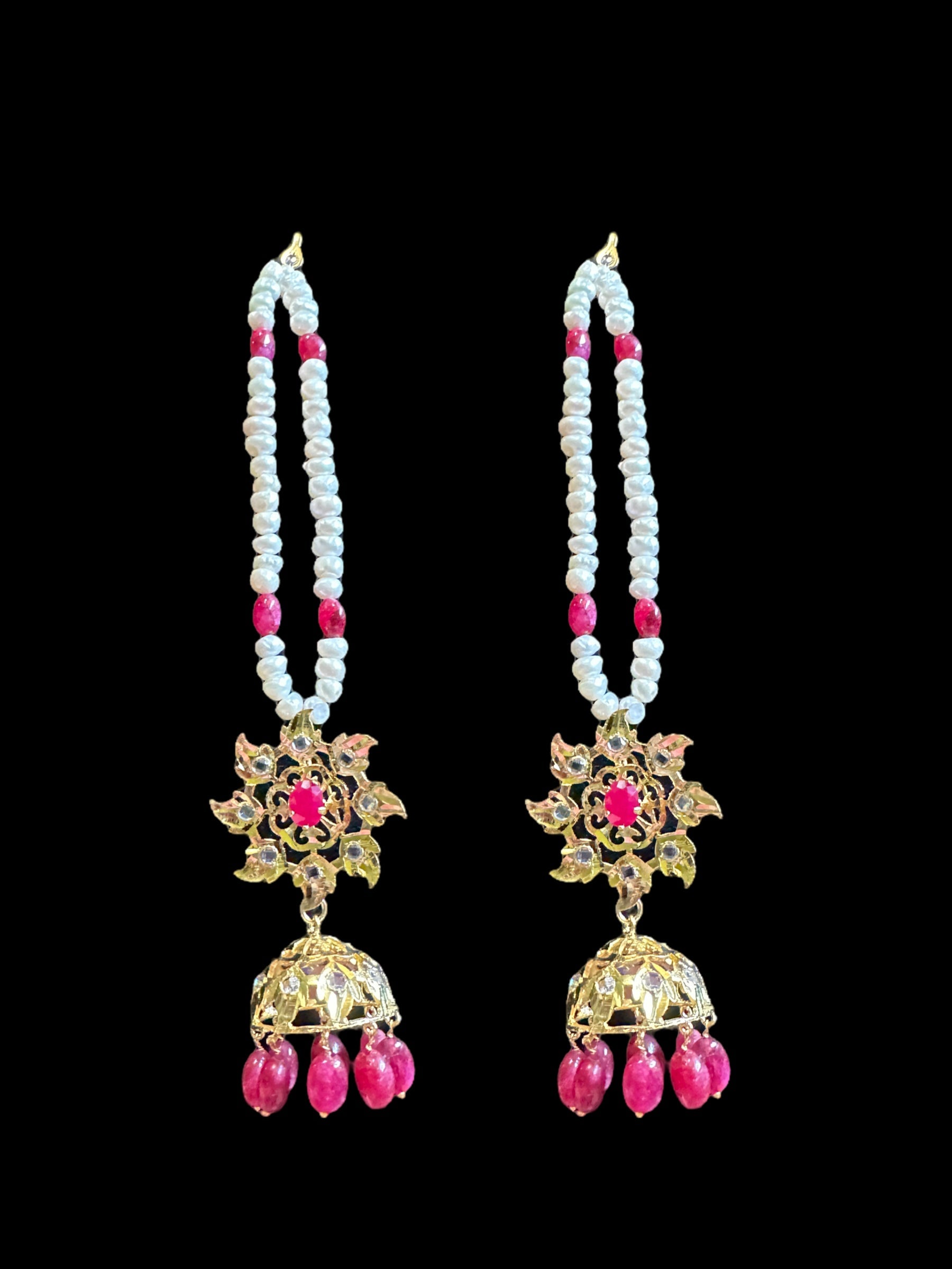 C267 Insia Hyderabadi jadavi lacha choker with fresh water  pearls and rubies ( SHIPS IN 1 WEEK )