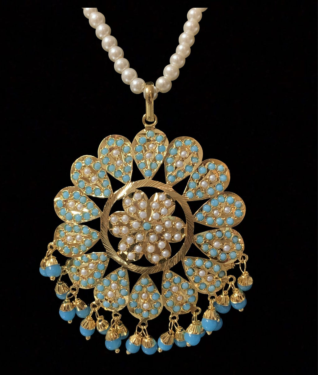 PS486 Kavya   pendant set in Feroza  ( READY TO SHIP )