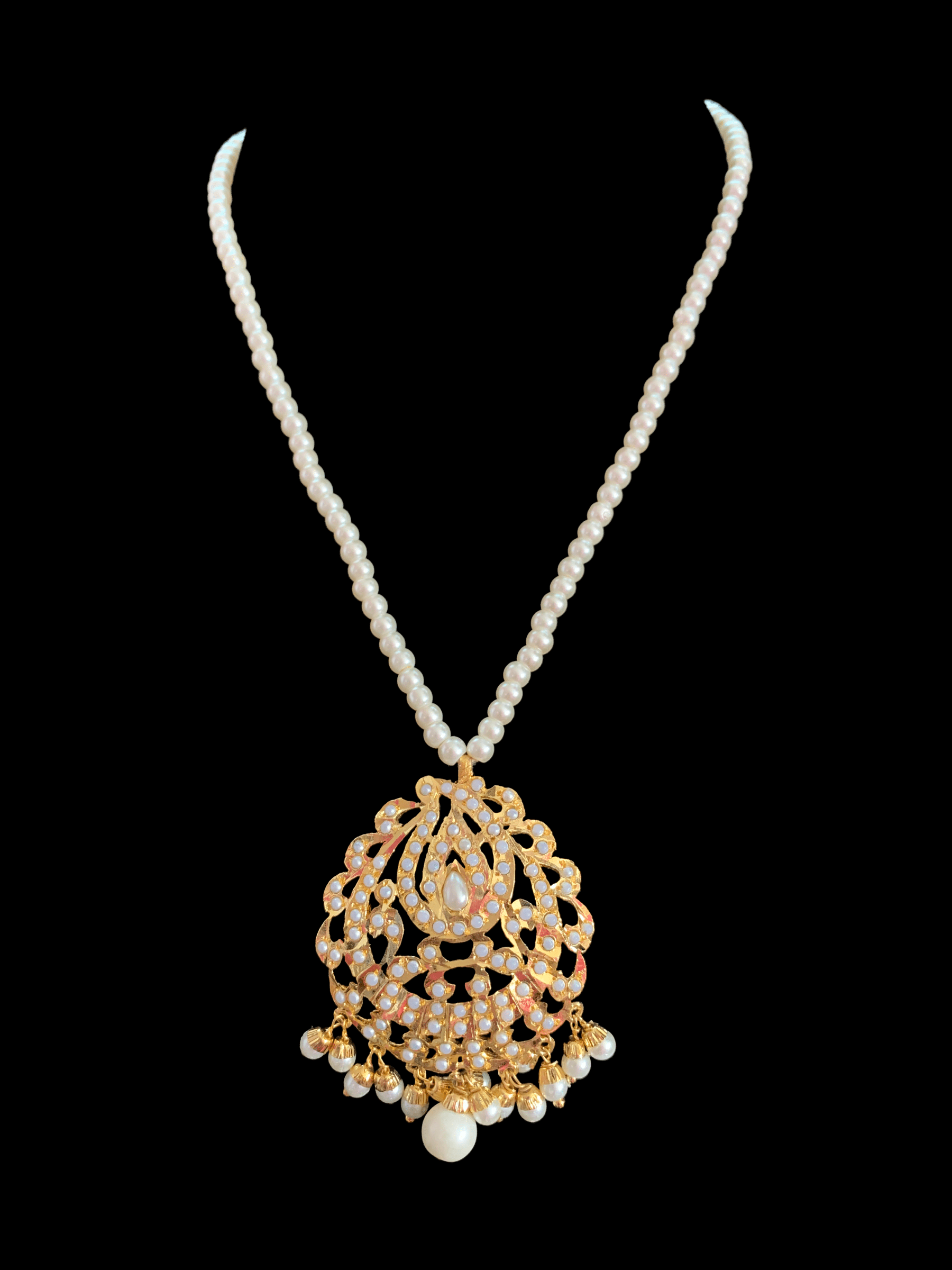 PS468 Jadau  pendant set in pearls  ( READY TO SHIP)