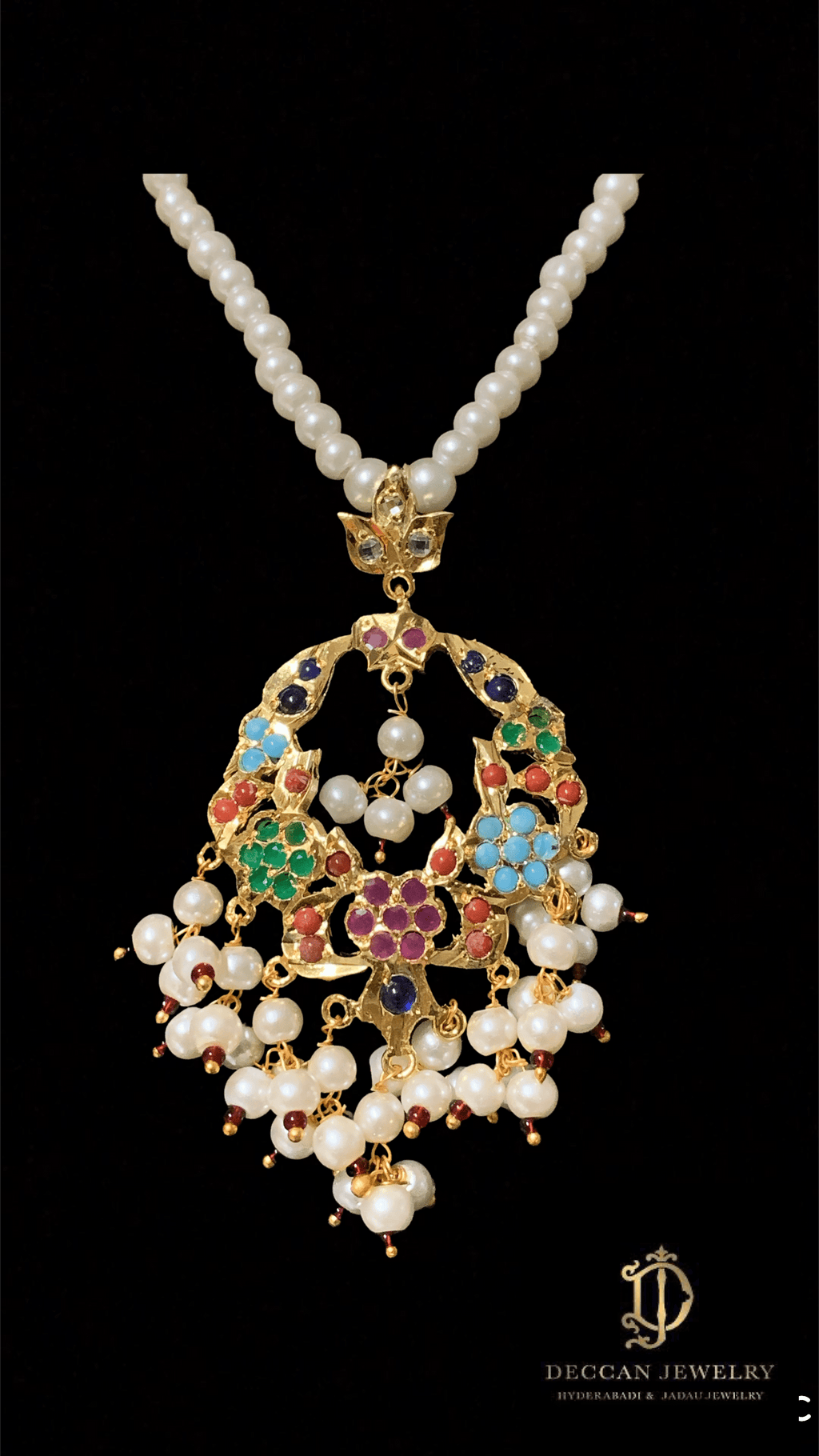 PS356 Madhuri navratan pendant set ( READY TO SHIP )