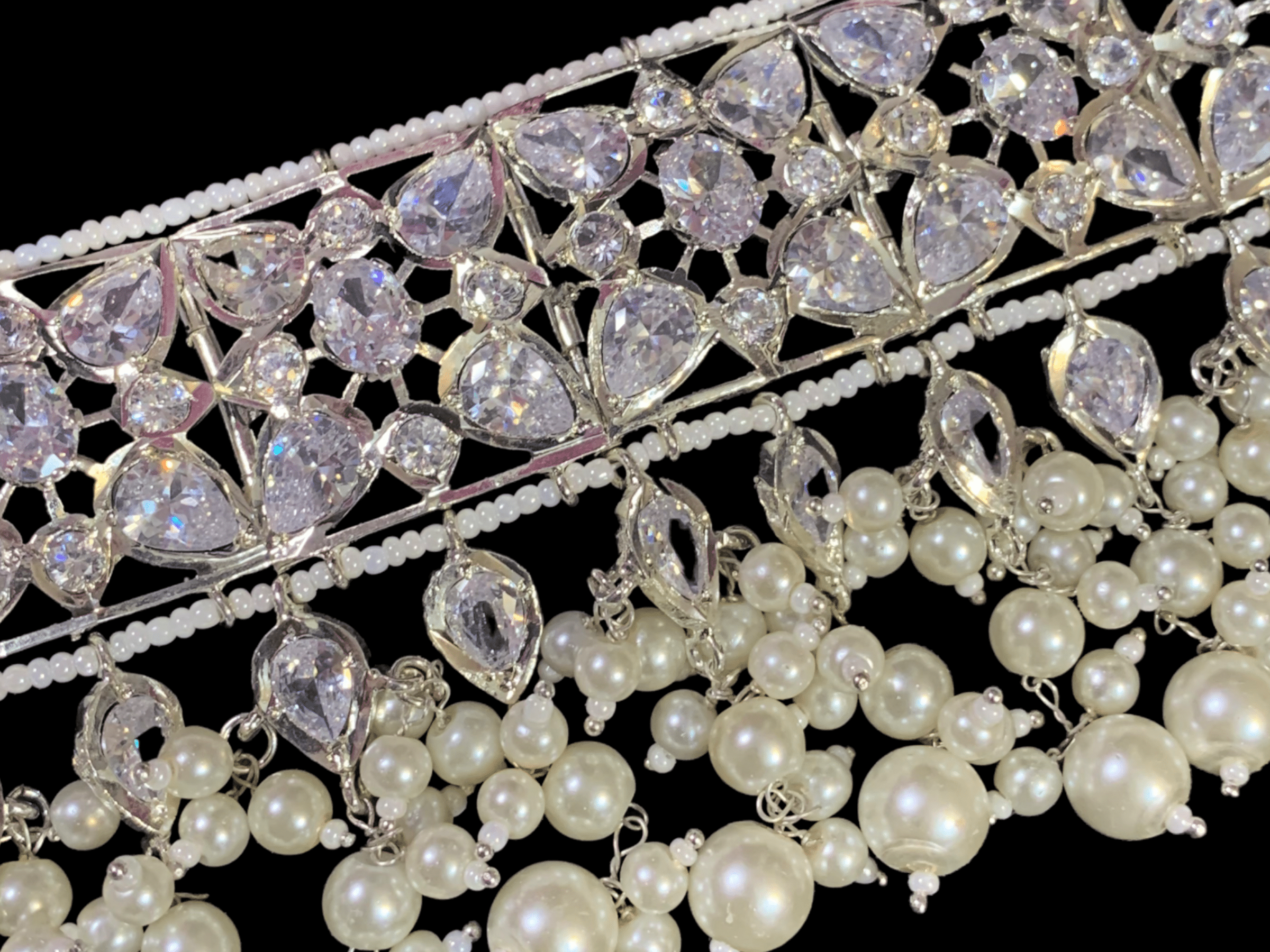 C175 Sonam jadavi lacha choker and jhumka  in silver plating  ( SHIPS IN 4 WEEKS )