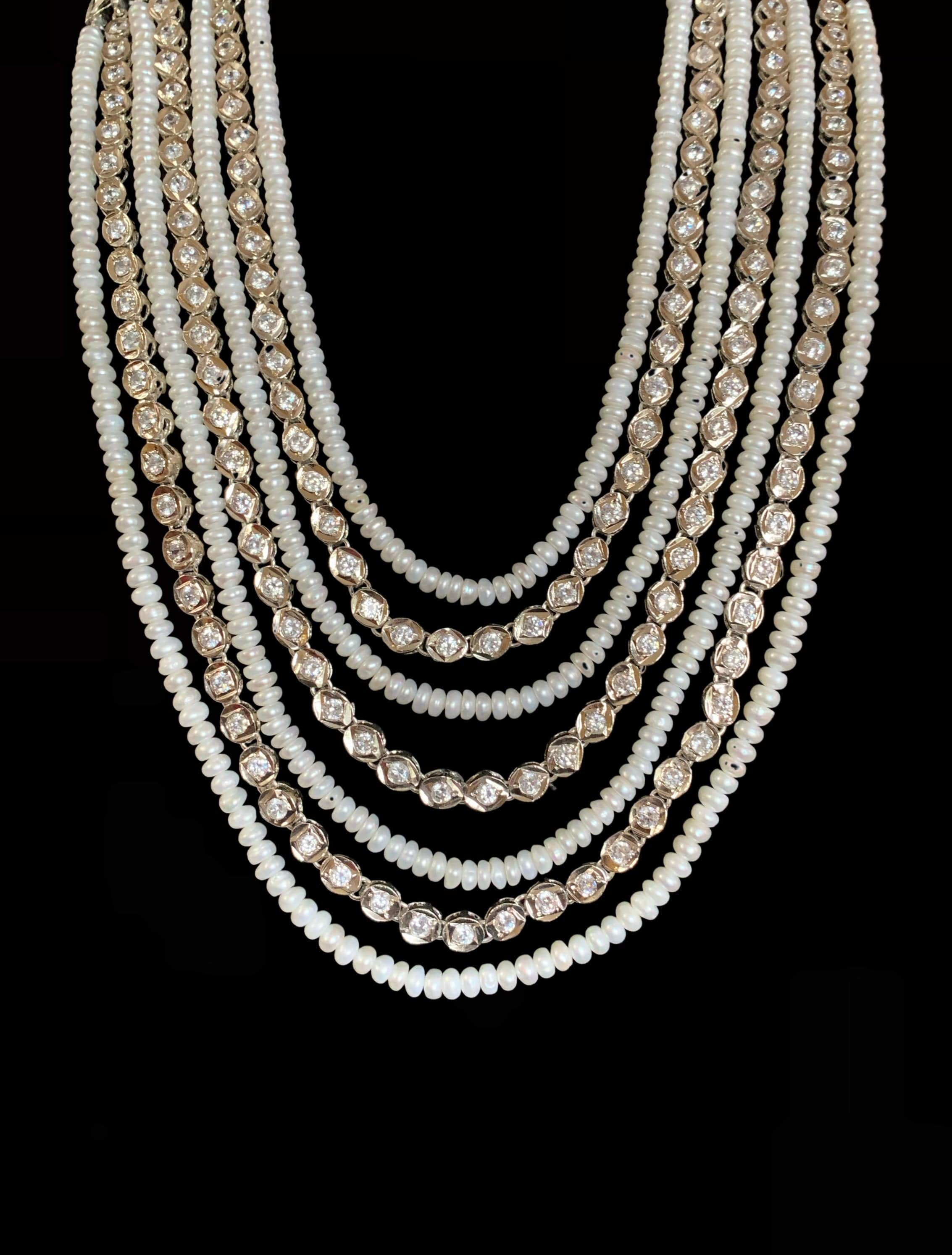 Bhanu silver plated fresh water pearl necklace (SHIPS IN 4 WEEKS  )