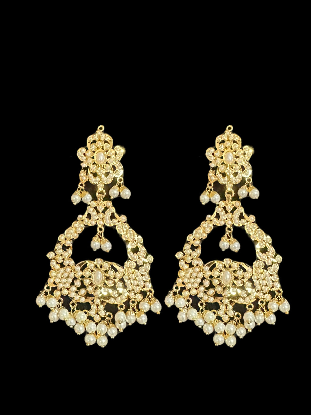 DNS14 Niyati pearl jadau necklace with earrings tika ( READY TO SHIP )