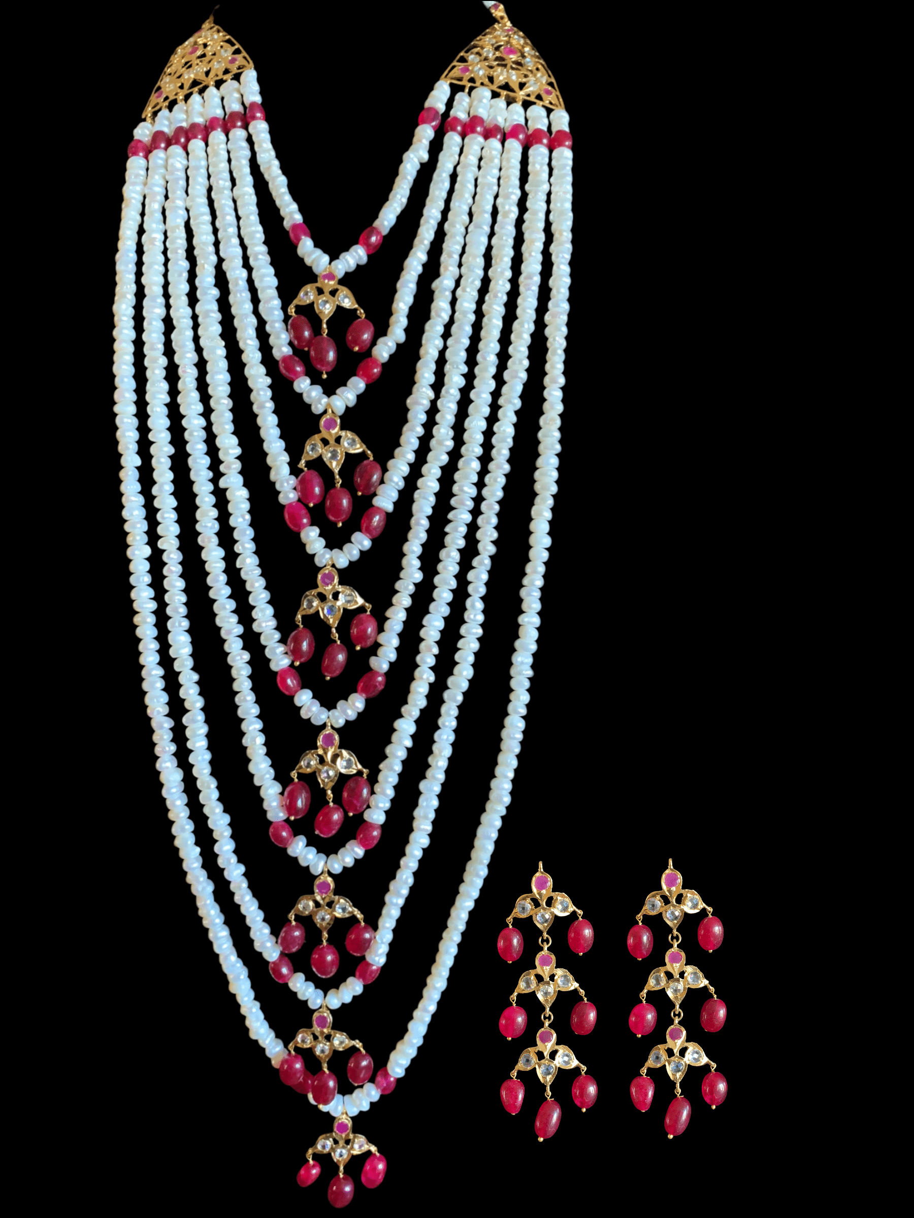 SAT66 Insia Hyderabadi satlada in fresh water pearls and rubies( SHIPS IN 3 WEEKS  )