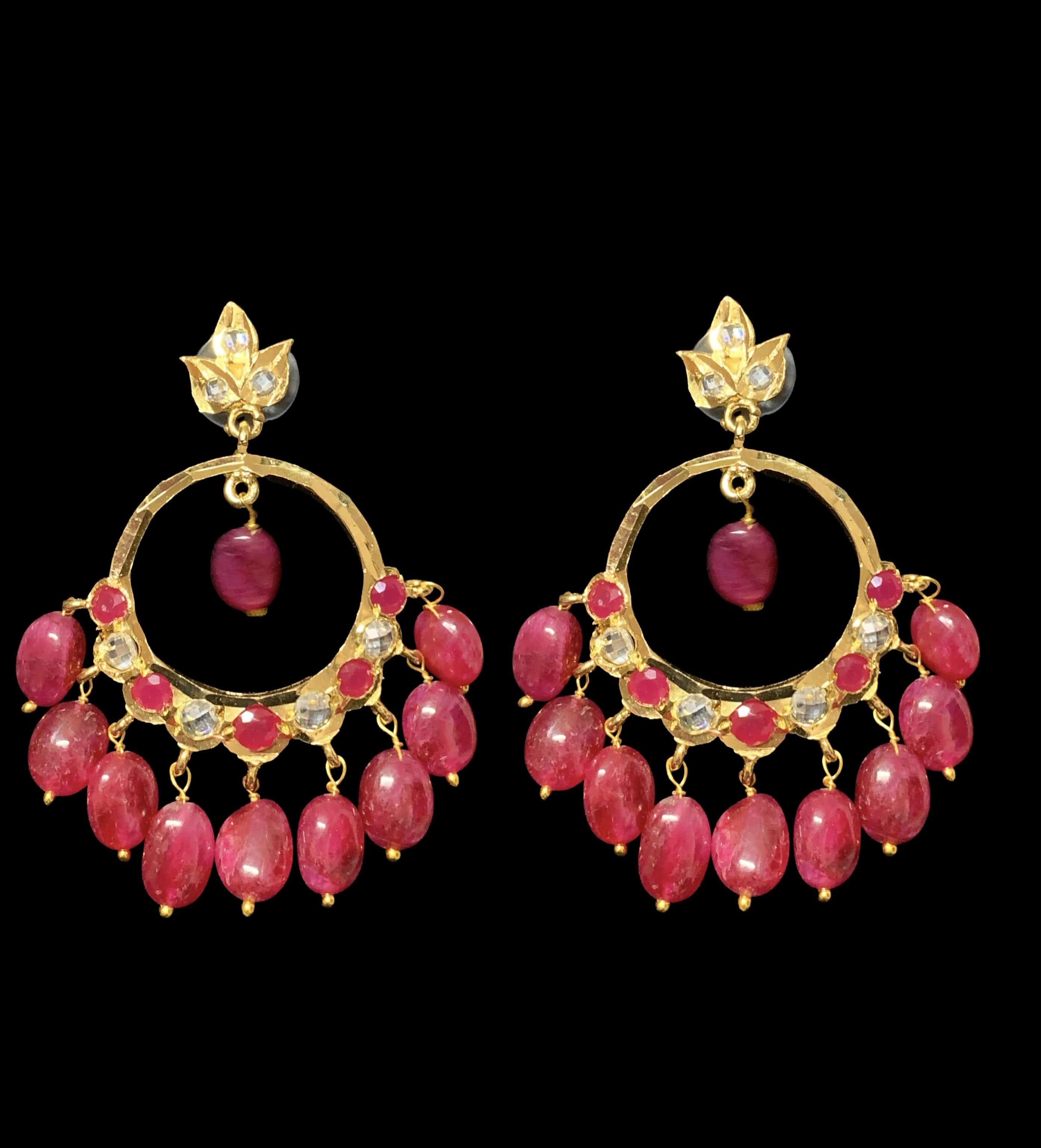 PS511 Tirmani in Rubies with Freshwater Pearls and Chandbali Earrings – Gold-Plated Lightweight Jewelry( READY TO SHIP )( READY TO SHIP )