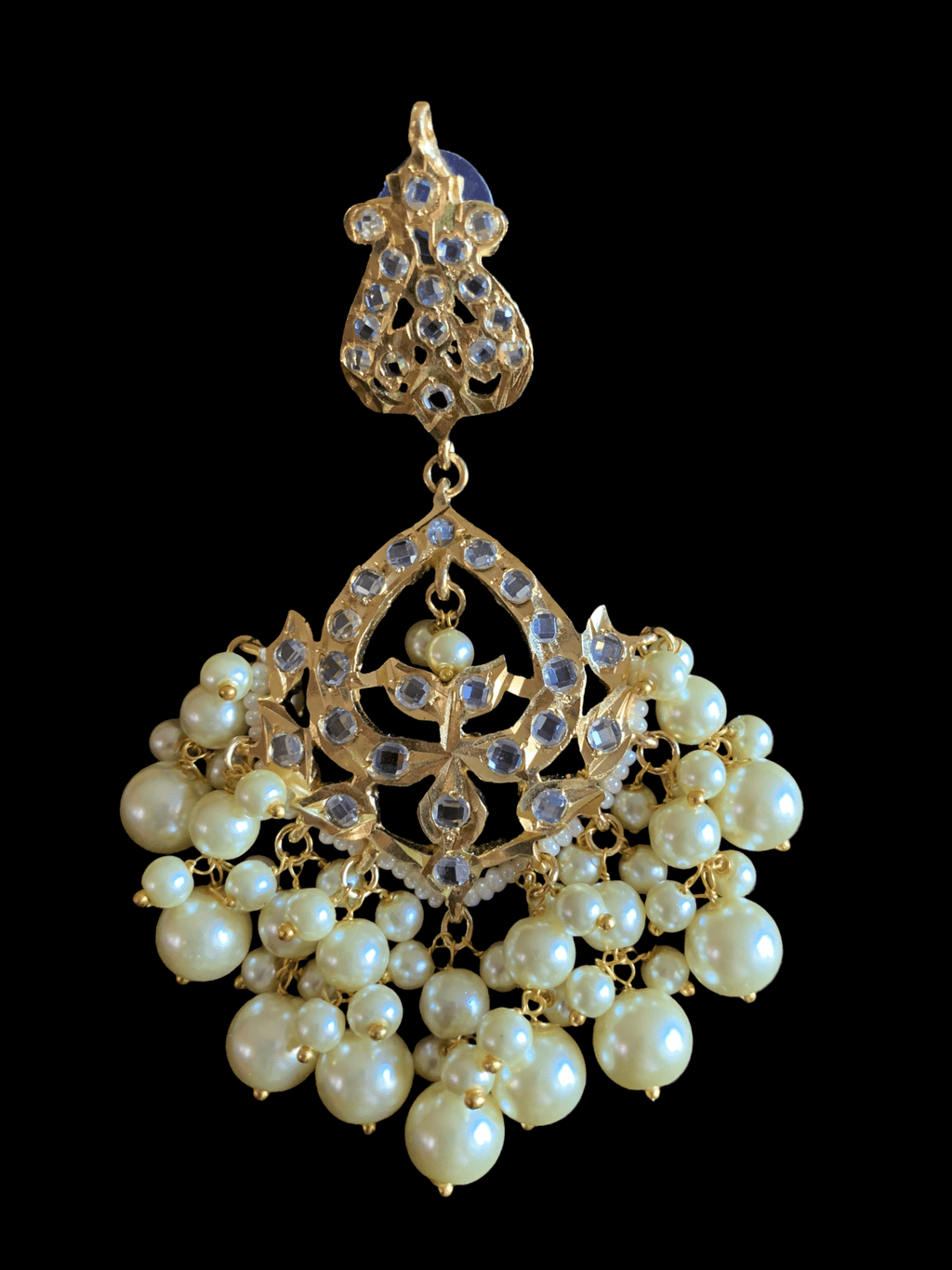 DER324 Dania hyderabadi Chandbali with pearls ( READY TO SHIP)