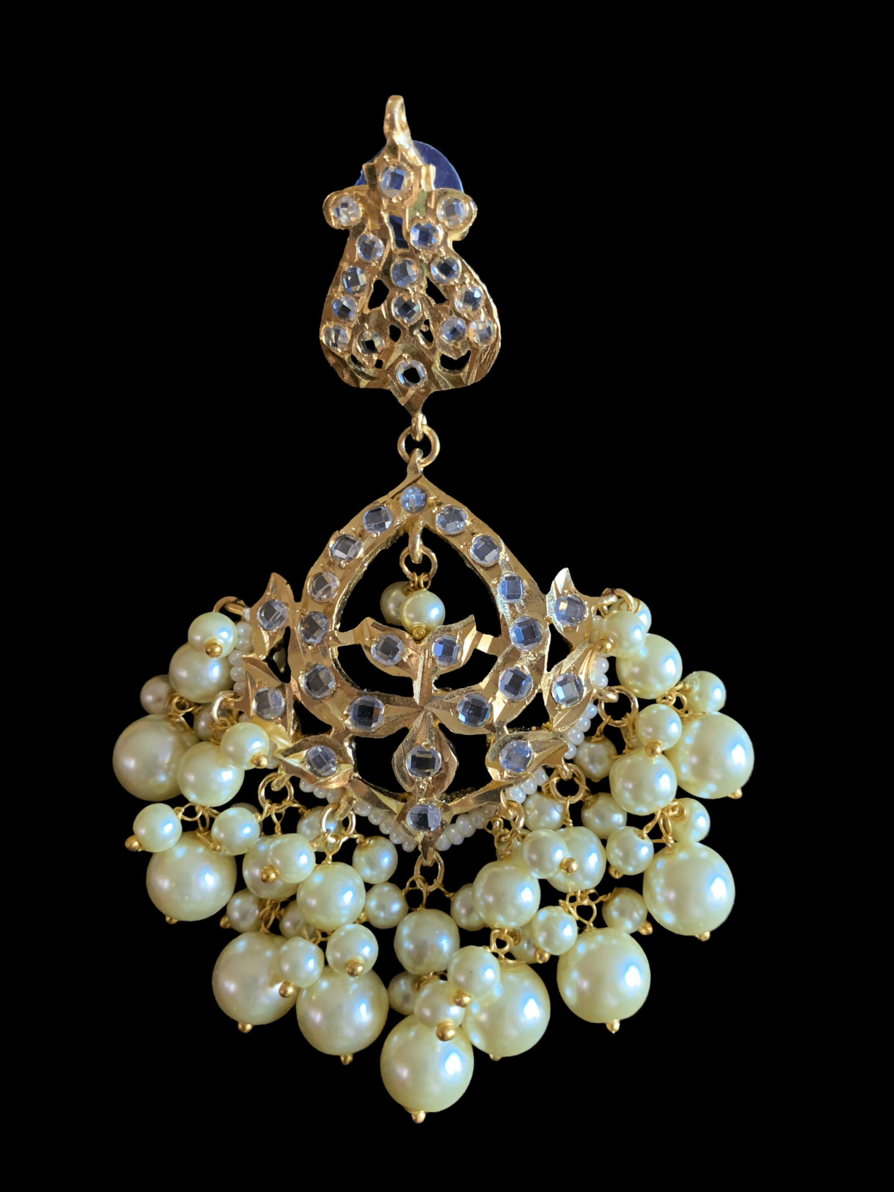 DER324 Dania hyderabadi Chandbali with pearls ( READY TO SHIP)