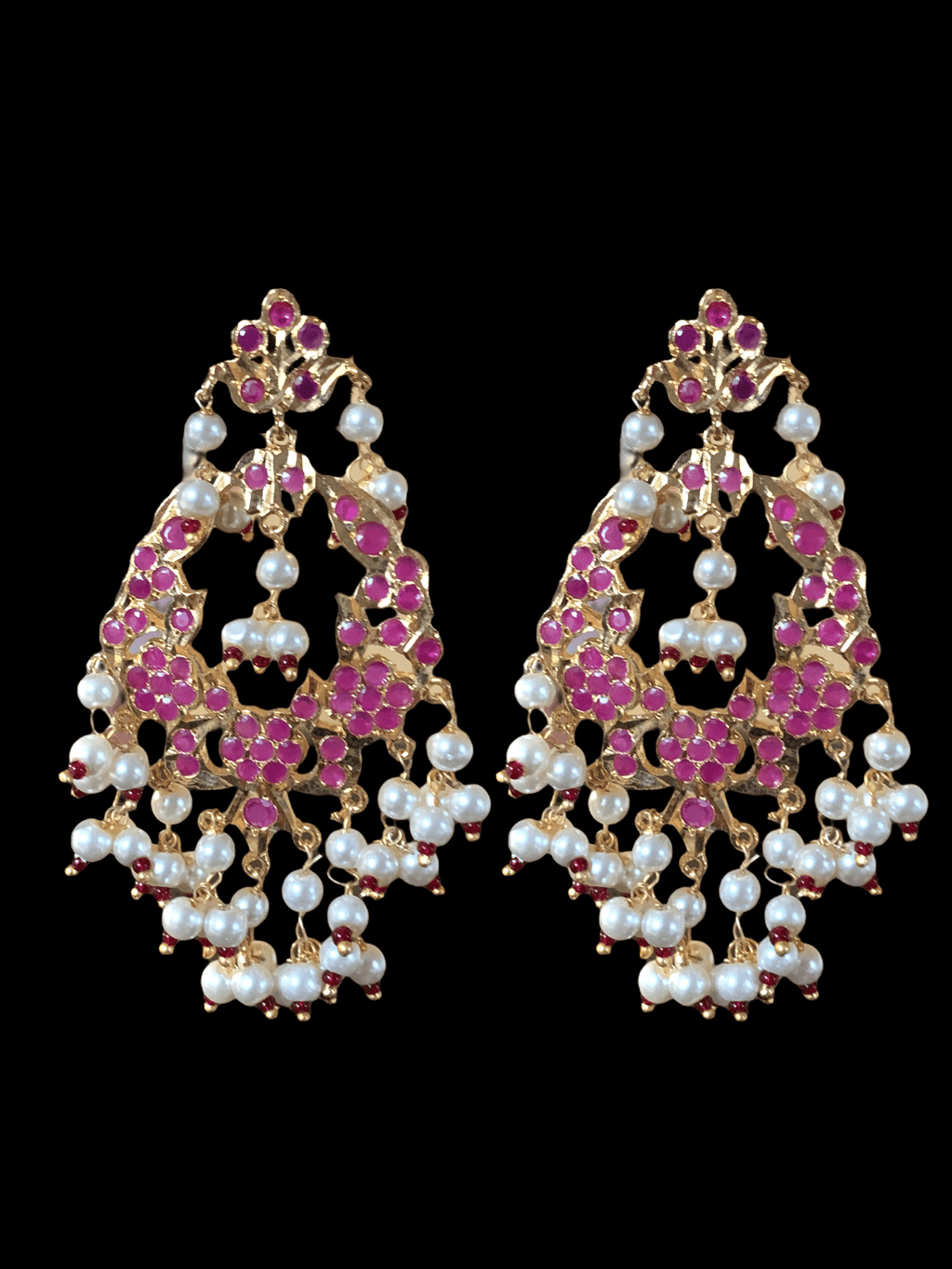 DJET1 Madhuri earrings tika set in ruby ( READY TO SHIP )
