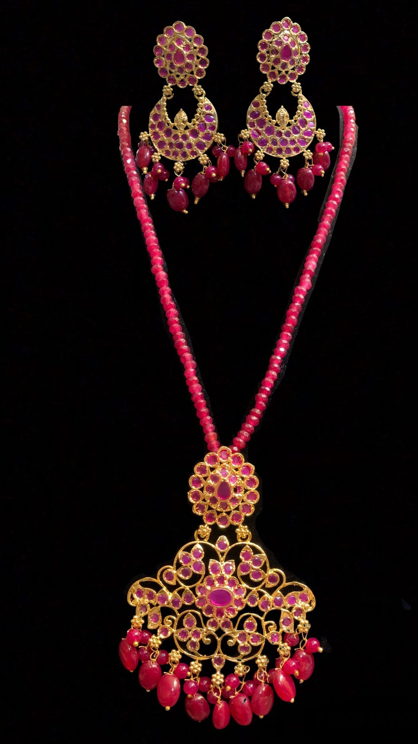 PS478 Devika Ruby hyderabadi pendant set ( READY TO SHIP)