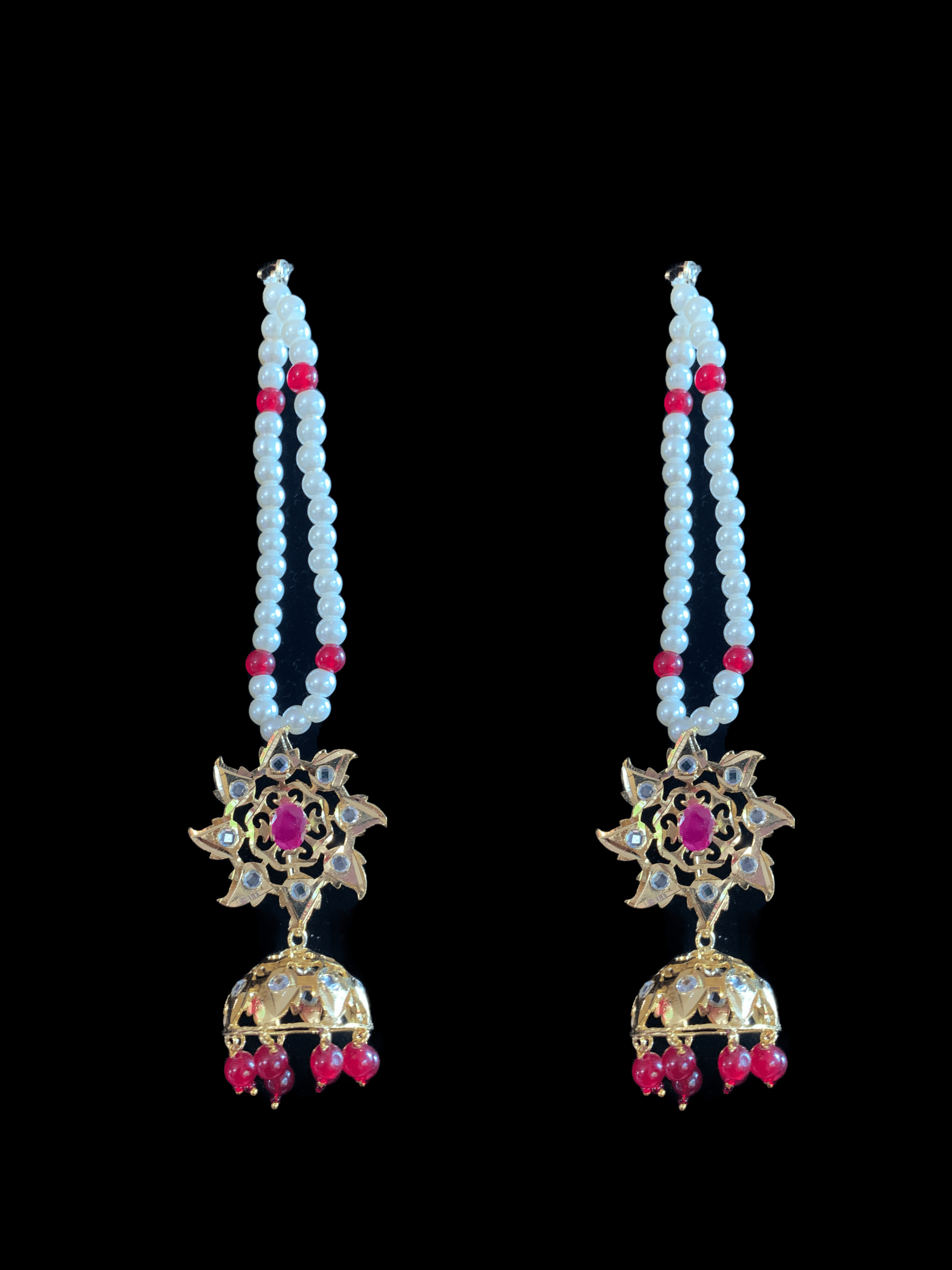 SAT11 Hyderabadi satlada with jhumka in ruby (READY TO SHIP)