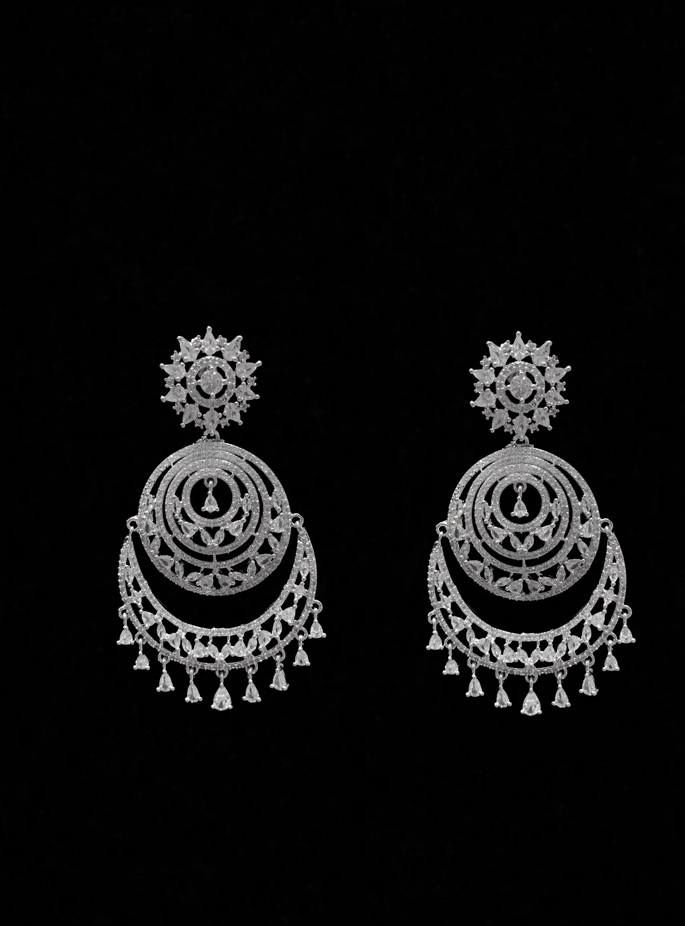 NS154 Mansi cz necklace set in silver plating ( READY TO SHIP  )