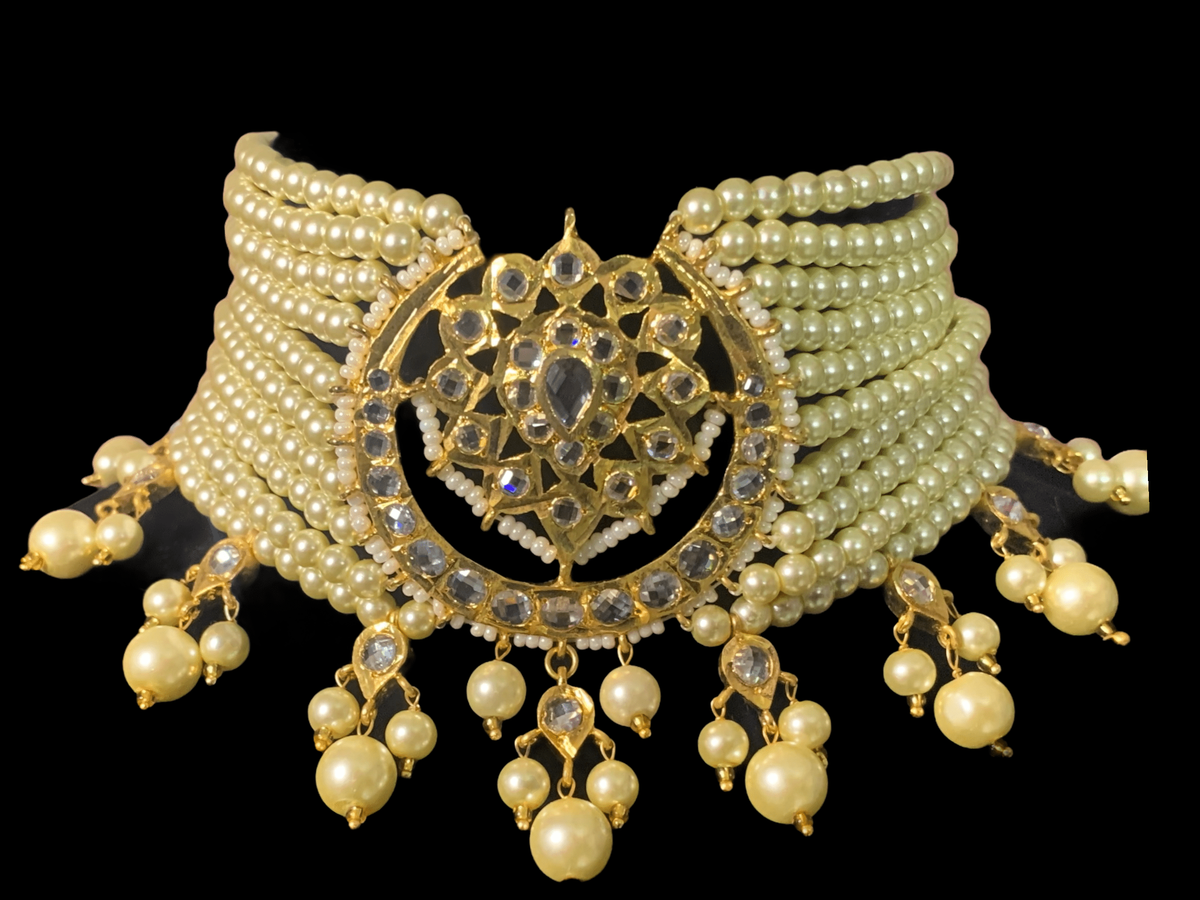 C171  Noor choker set in golden pearls ( READY TO SHIP )