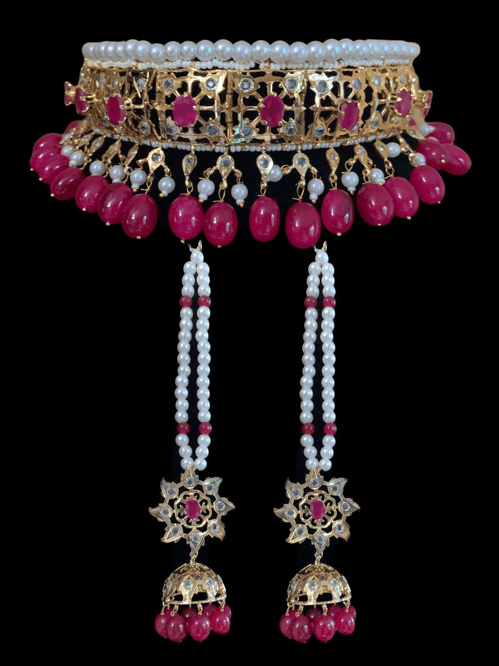 C109  Insia jadavi lacha in ruby  beads (READY TO SHIP  )