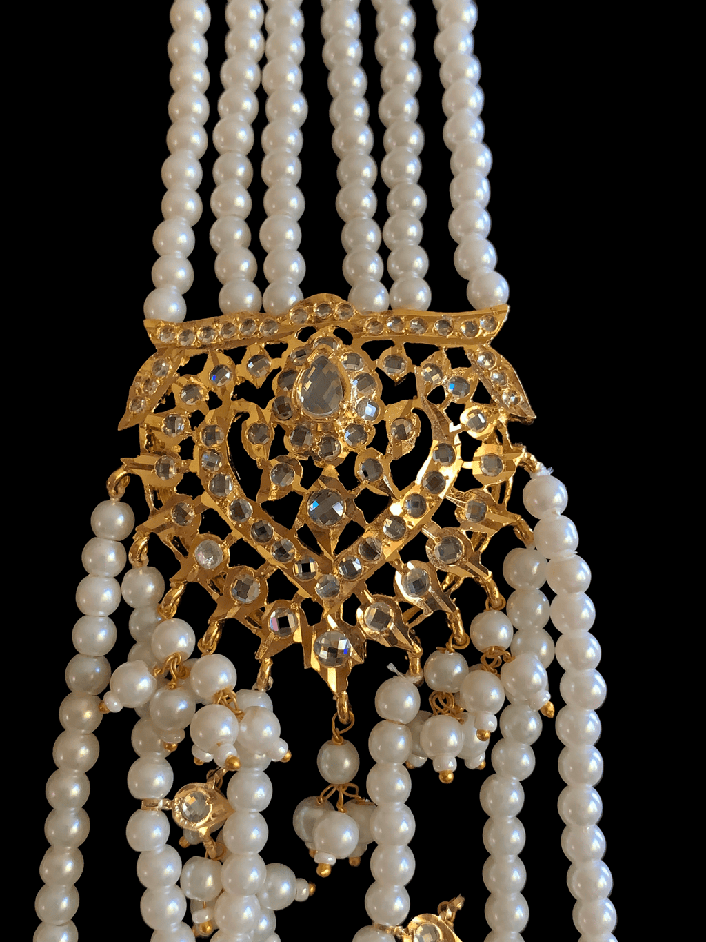 SAT61 Maahi bridal Hyderabadi three layered necklace with earrings ( READY TO SHIP )