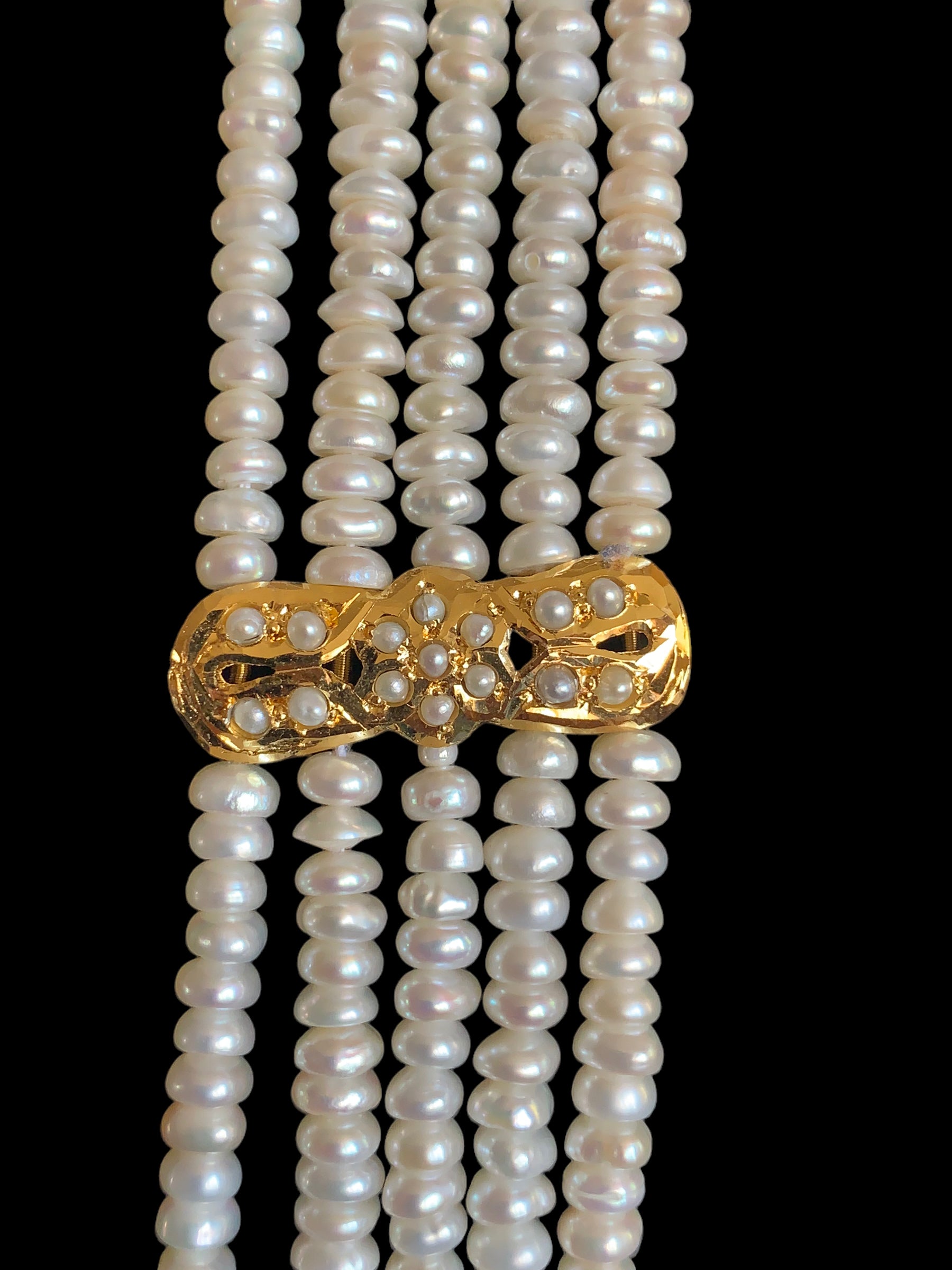 Gold plated silver rani haar in fresh water pearls ( SHIPS IN 5 WEEKS )